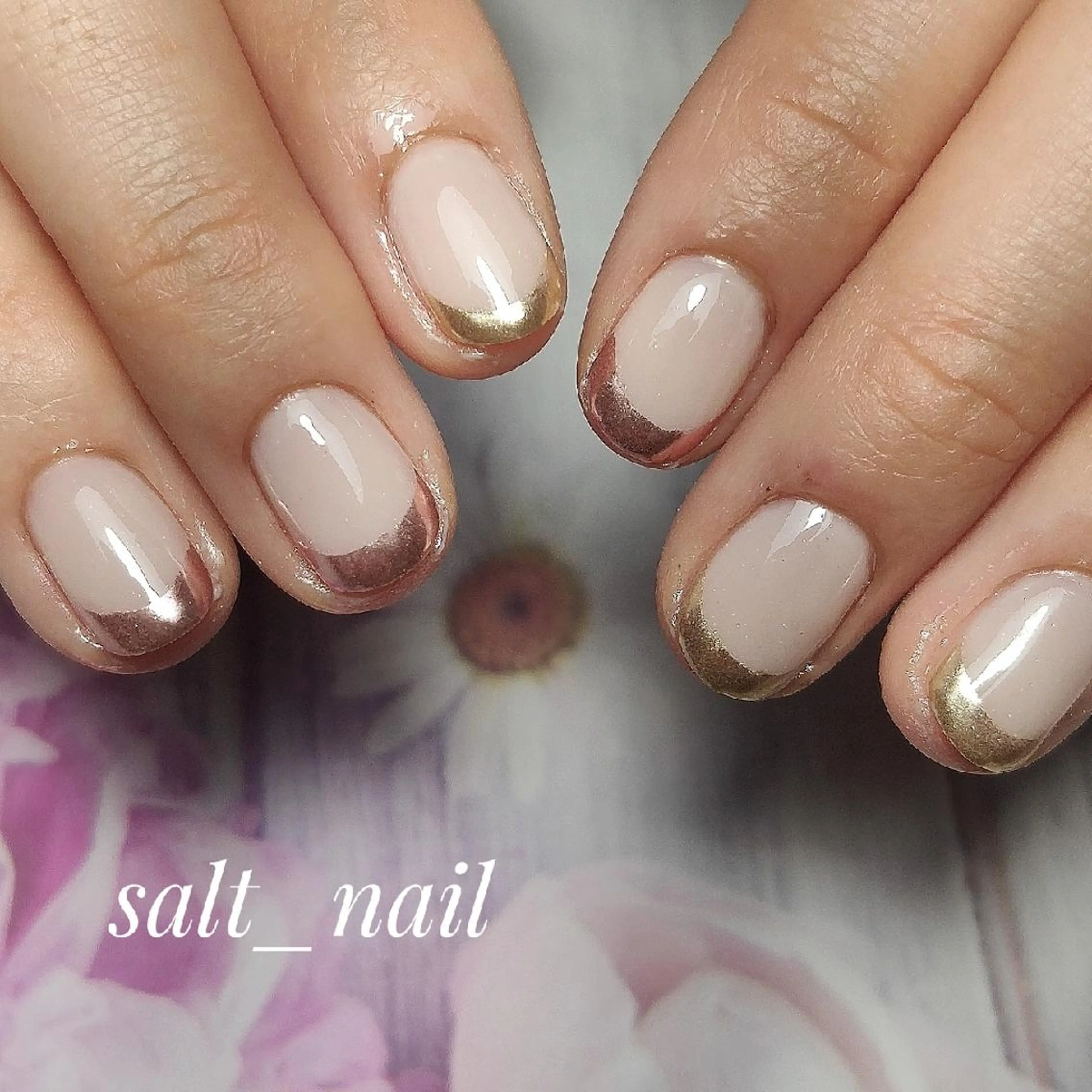 ネイル フレンチネイル ミラーネイル 個人サロン saltnailのネイルデザイン