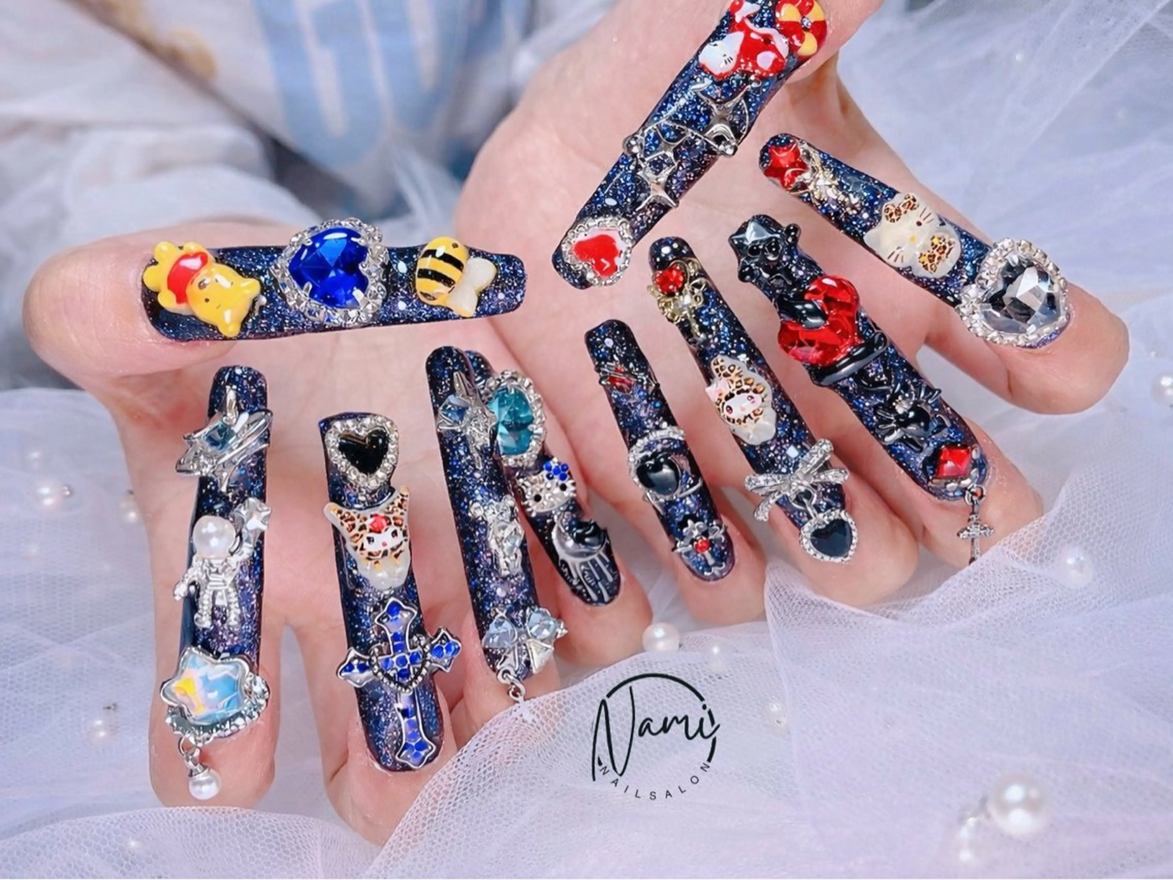 ネイル 長さ出し ガーリー 韓国ネイル ロングネイル 持ち込み ハンドネイル Nami nail salon所属・Nami nail salonのネイルデザイン