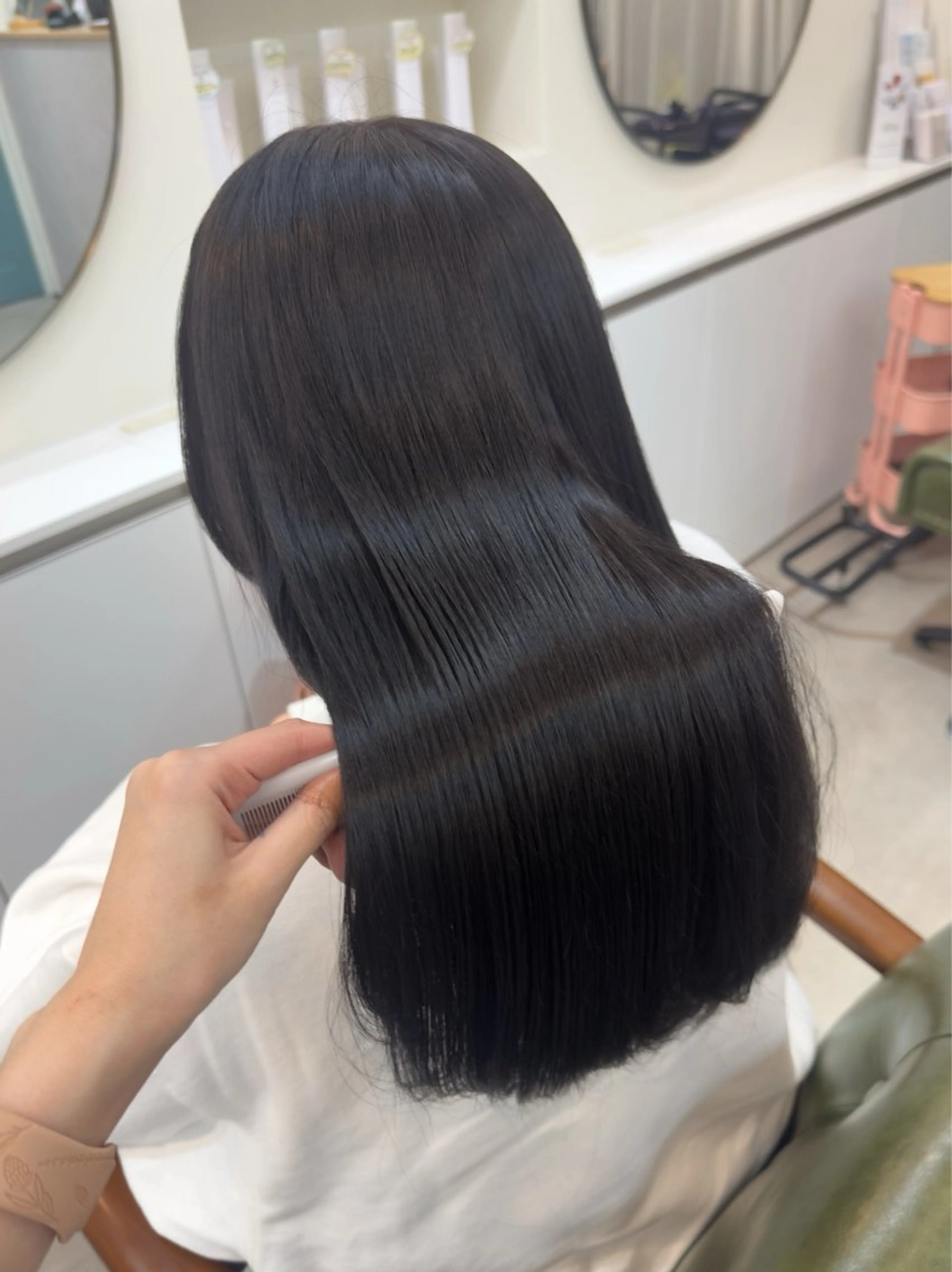 ロング カット ヘアカラー 縮毛矯正 レイヤー/顔周り /いいぬまみかのヘアスタイル