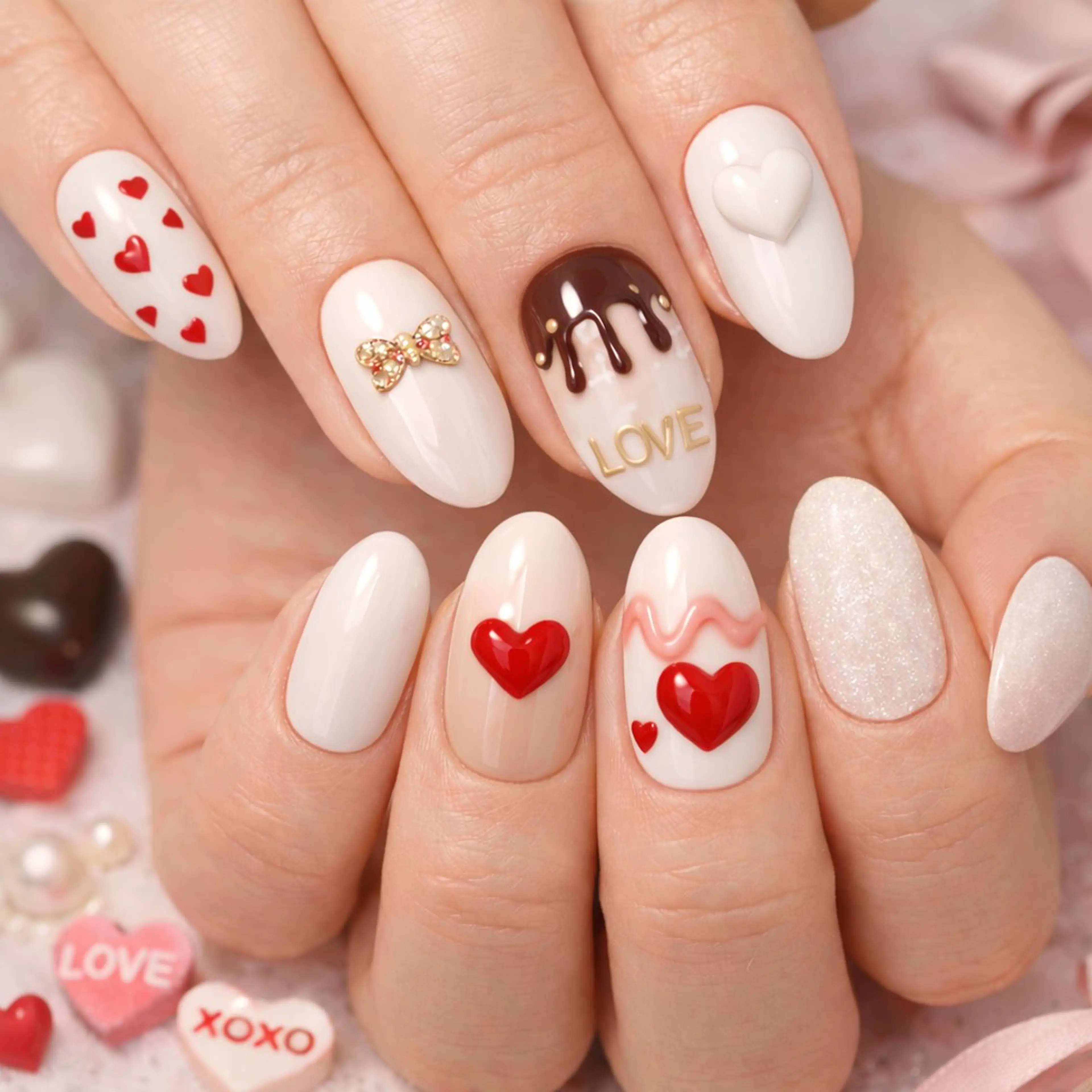 ネイル バレンタイン ハンドネイル Roger 舞のネイルデザイン