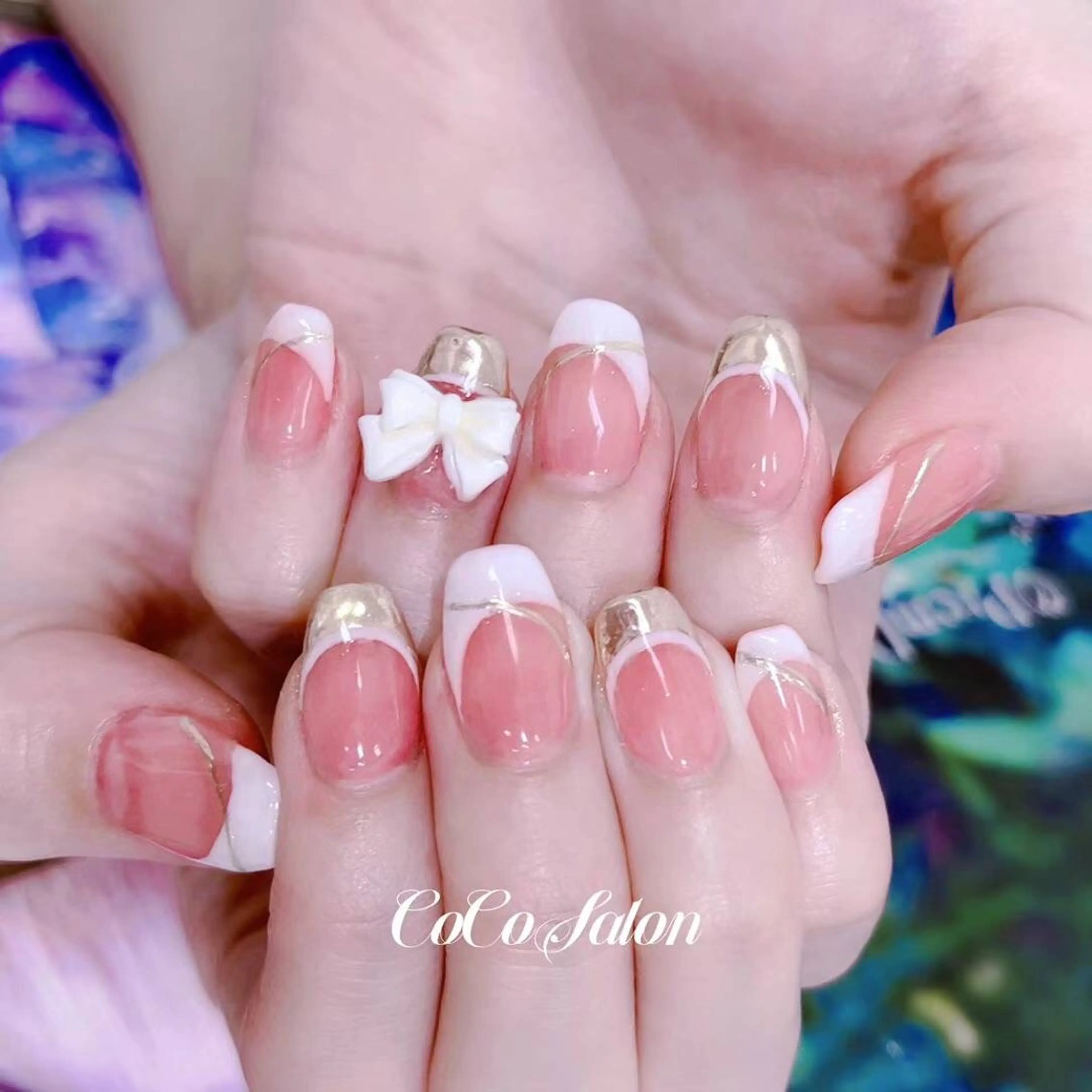 ネイル フレンチネイル キラキラネイル ミラーネイル ワンカラーネイル リボン CoCo Salon ネイル/睫毛/脱毛のネイルデザイン