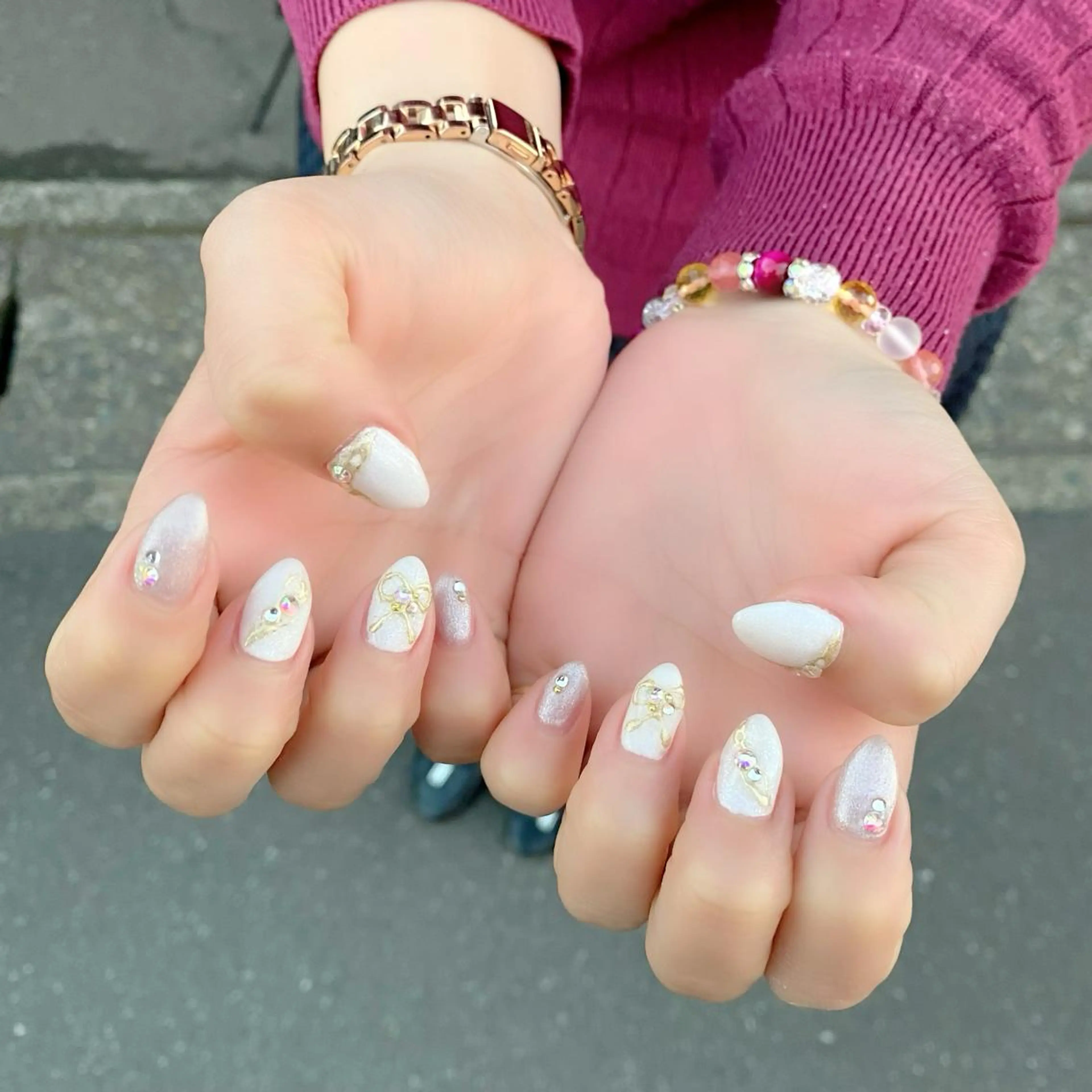 ネイル ホワイト 冬ネイル ハンドネイル Salon Ｋのネイルデザイン