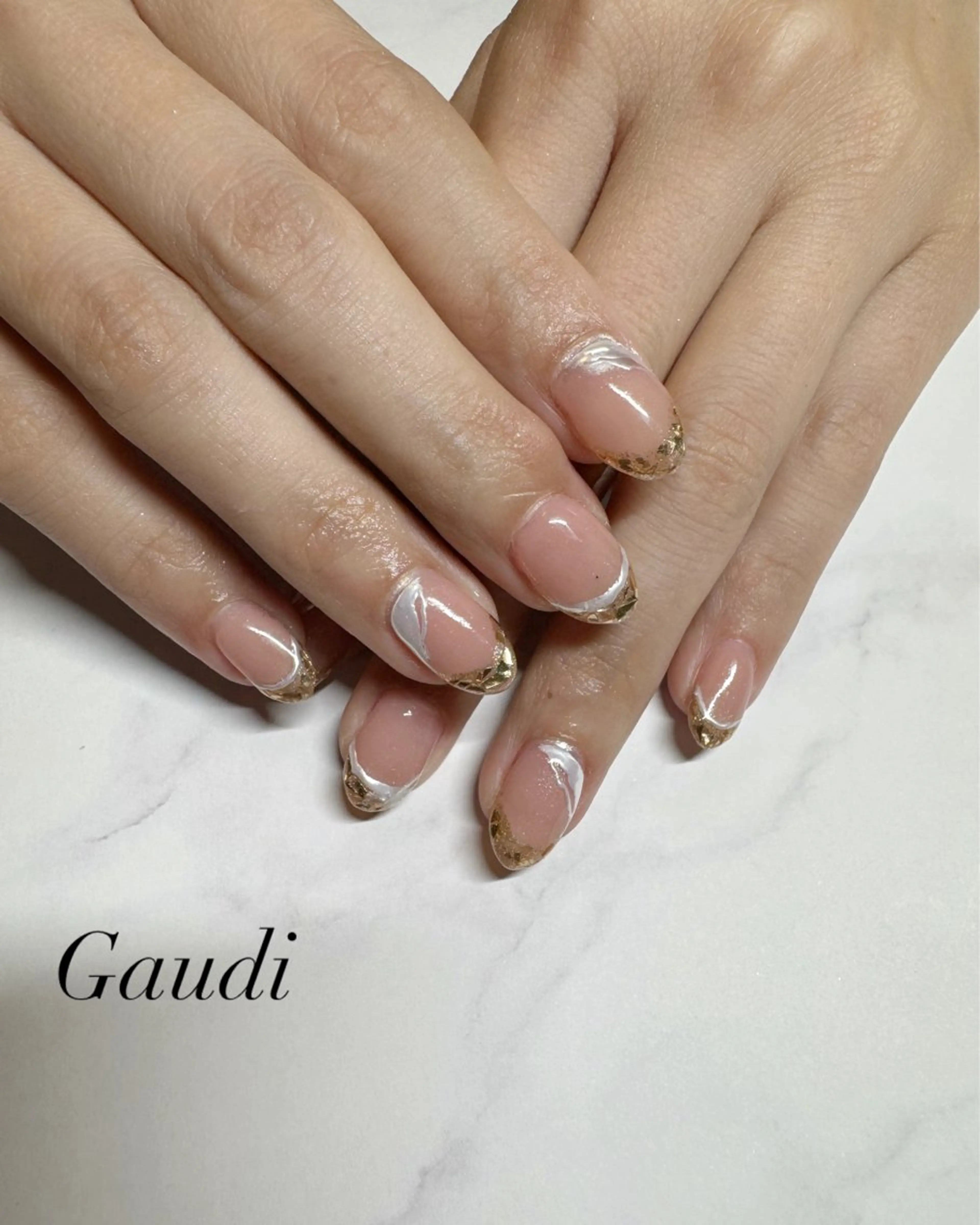 ネイル フレンチネイル ガラスフレンチ ミラーネイル Gaudi.Nail Rinaのその他イメージ