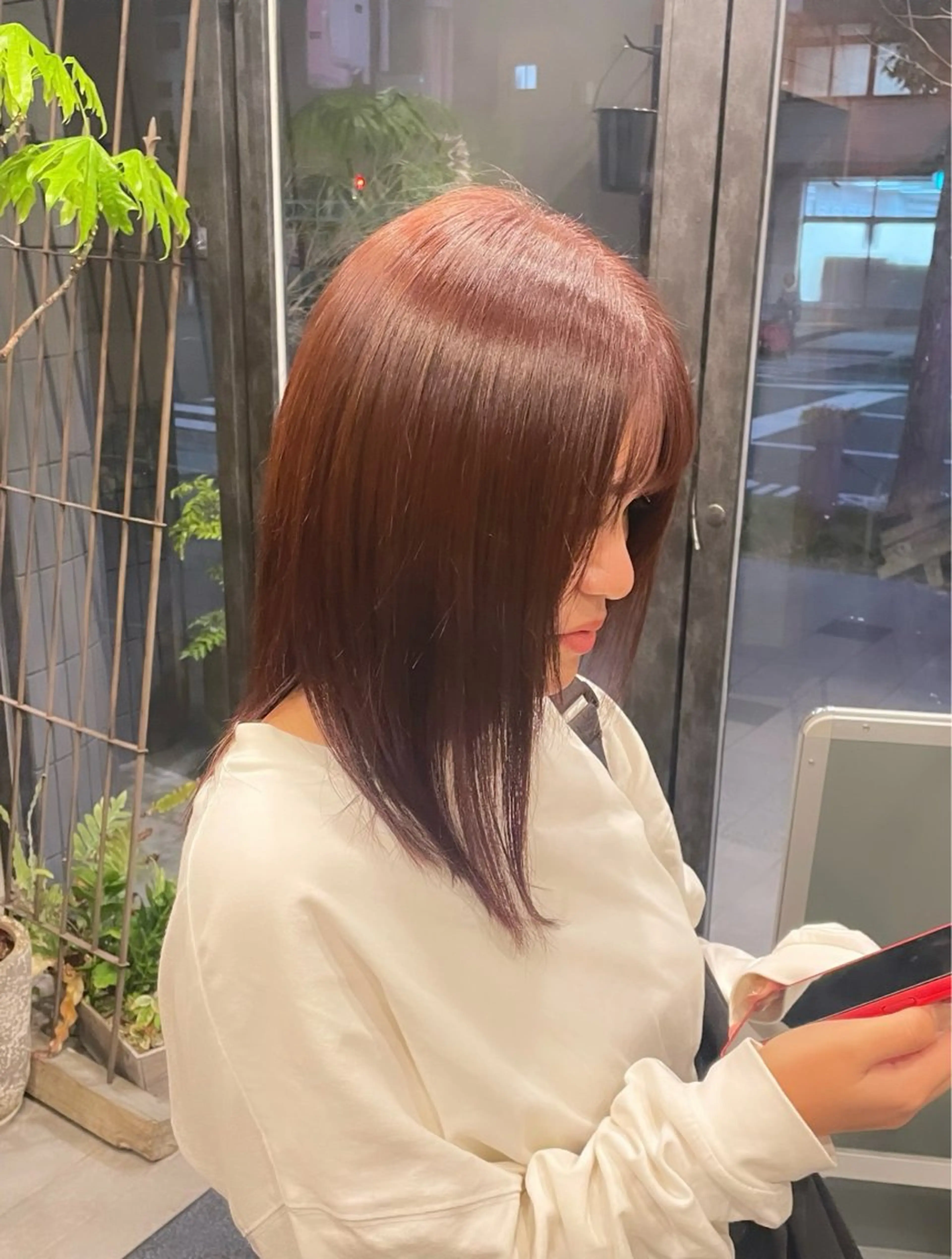 セミロング カラー なつき/ 艶カラー/縮毛矯正のヘアスタイル