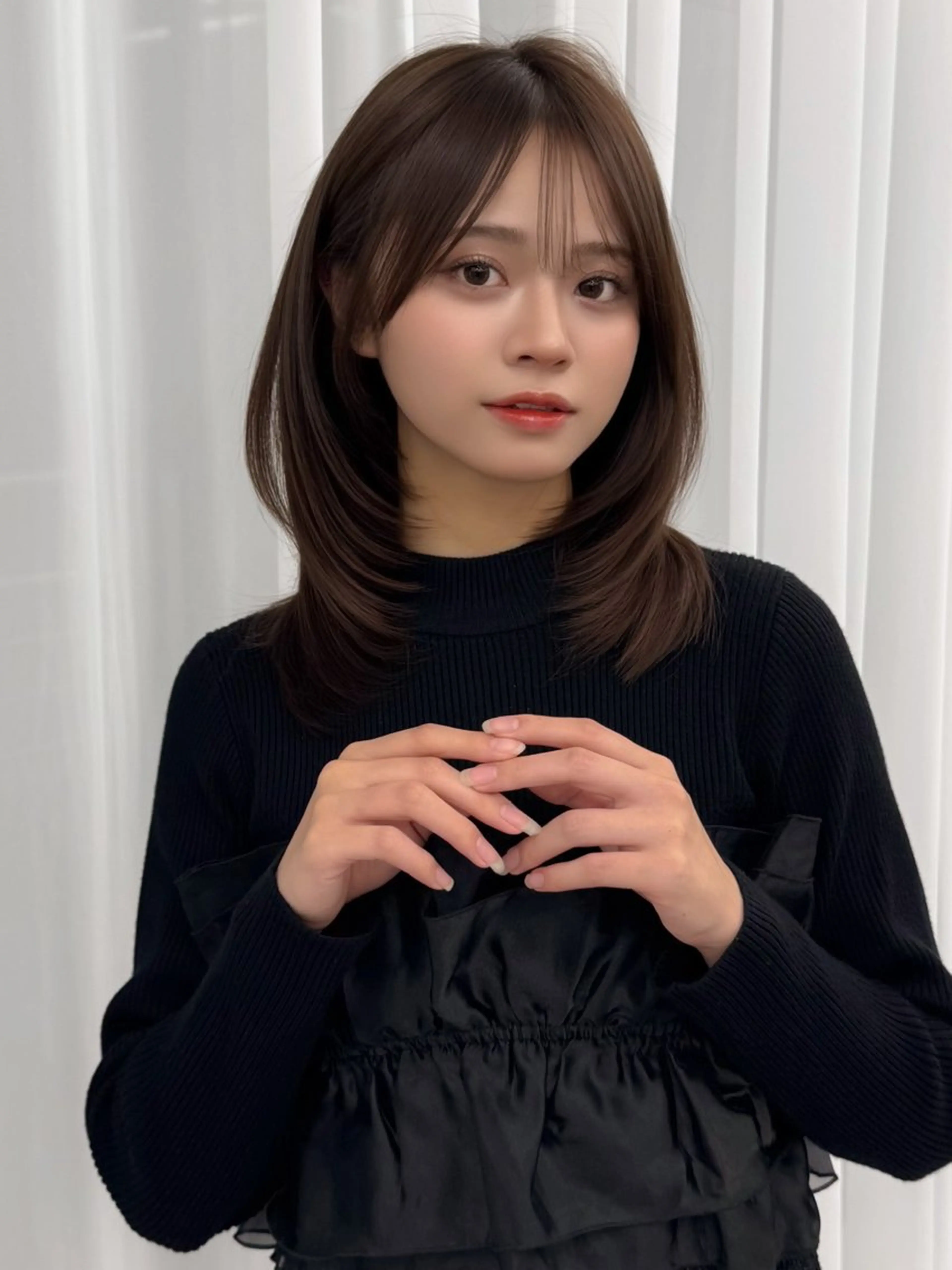 ミディアム カラー ヘアアレンジ カット ヘアカラー トリートメント 顔周り&ミディアム 特化/池袋/kokiのヘアスタイル