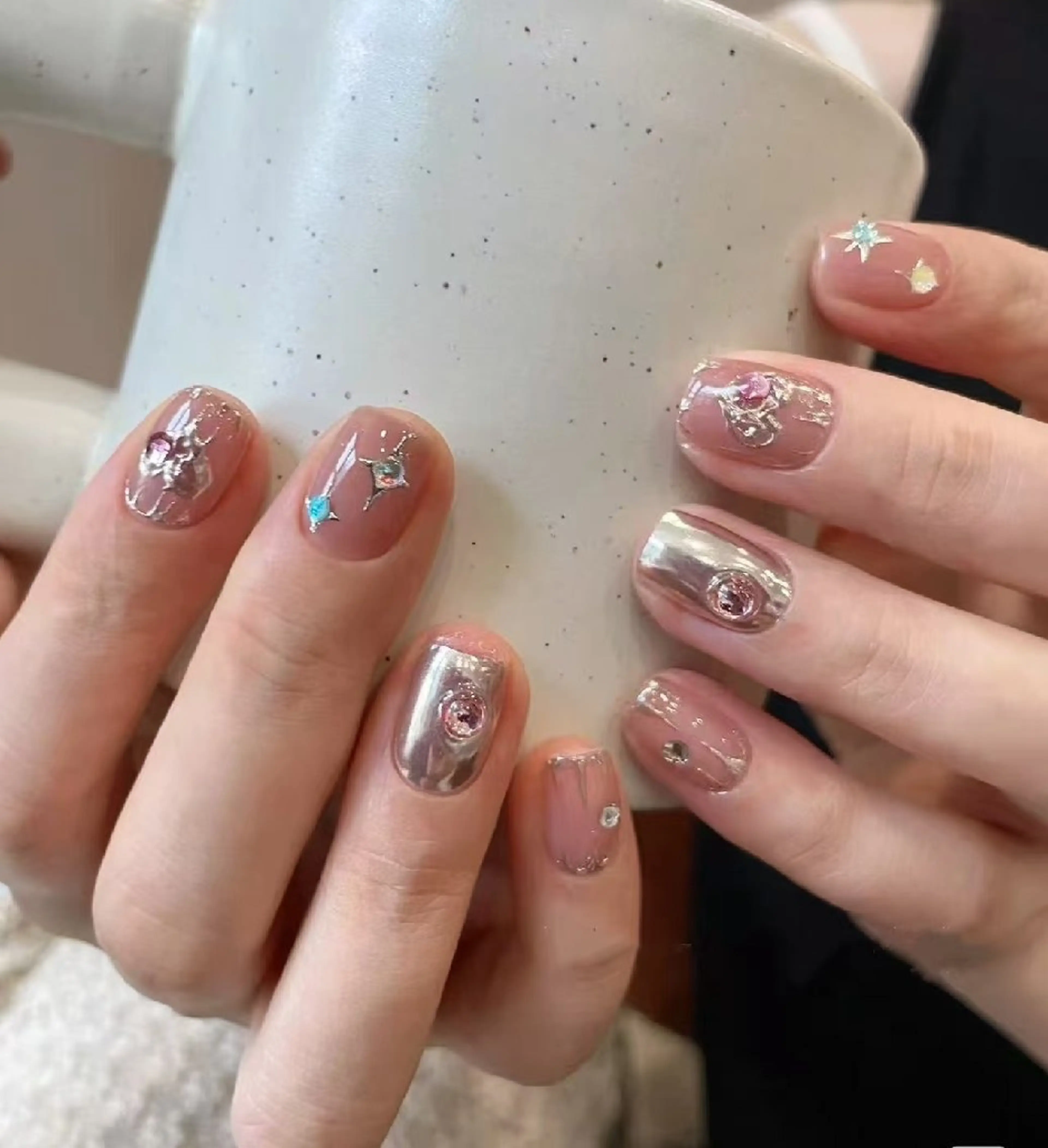 ネイル フラワーネイル フレンチネイル ジェルネイル ガラスフレンチ ハート ハンドネイル Oomiya 服部のネイルデザイン