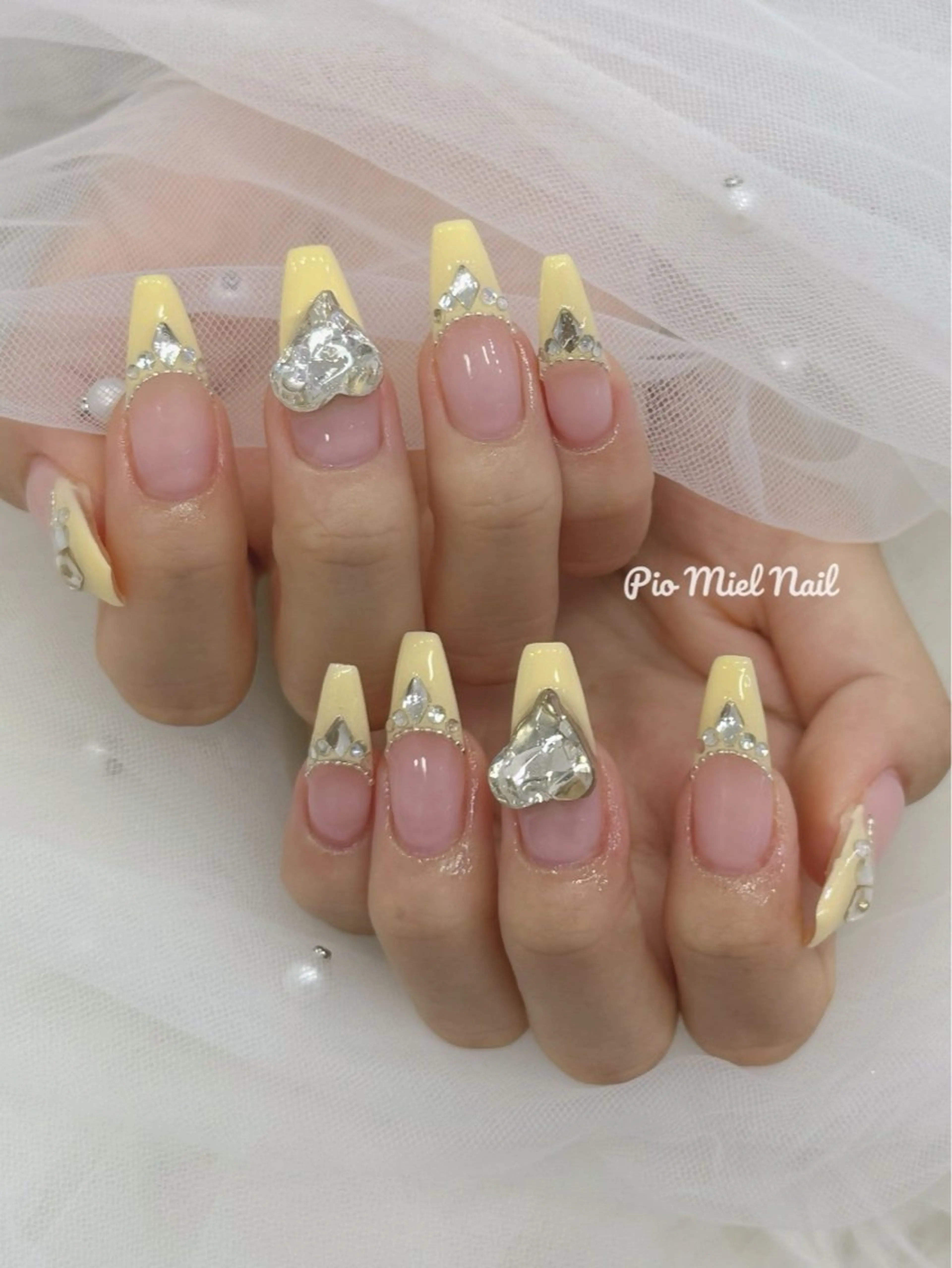 ネイル アートネイル クリアネイル フレンチネイル ジェルネイル ハート ハンドネイル HANA 長さだしのネイルデザイン