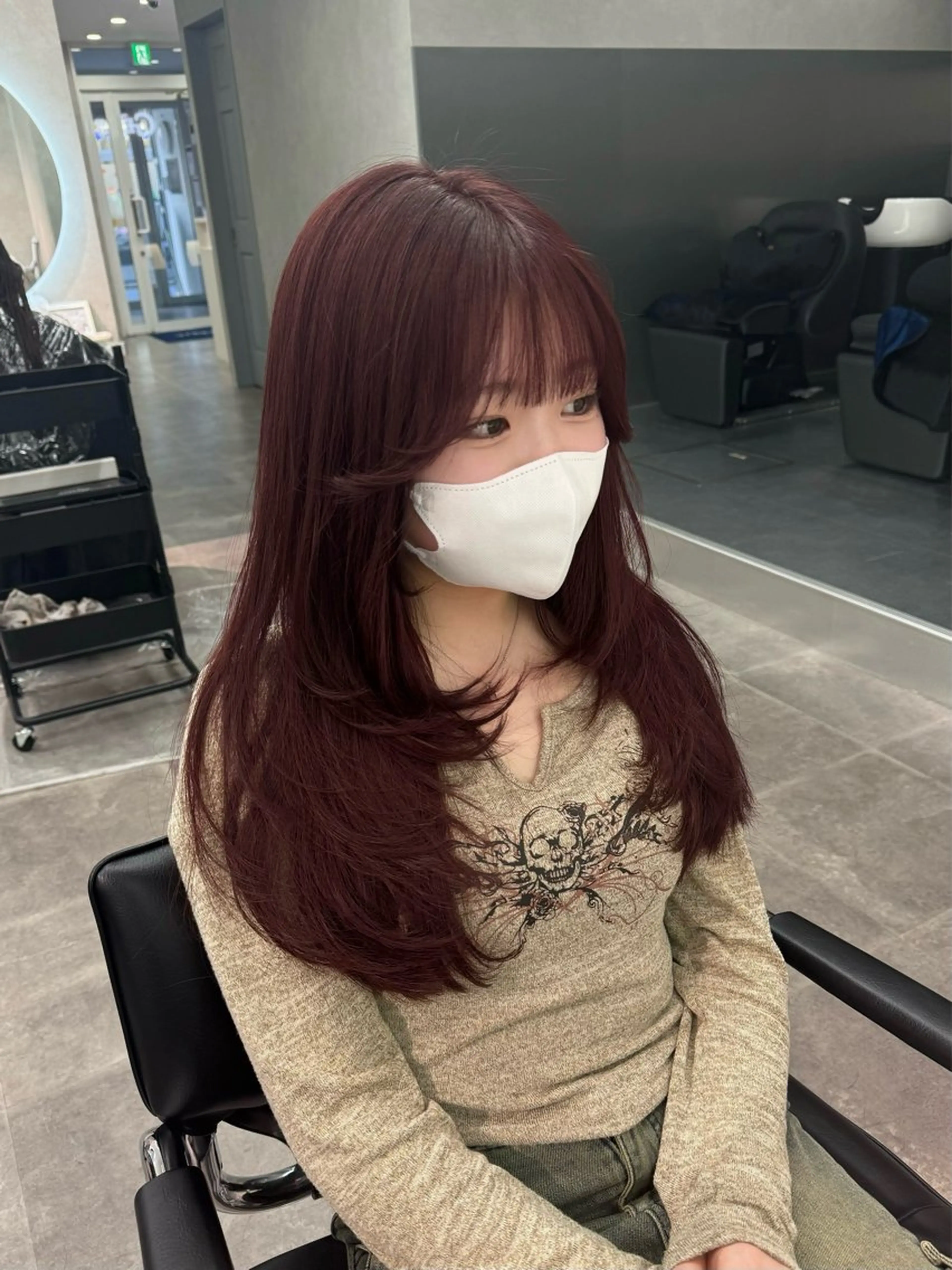 ロング カラー カット ヘアカラー 韓国レイヤーカット 🇰🇷千葉のヘアスタイル