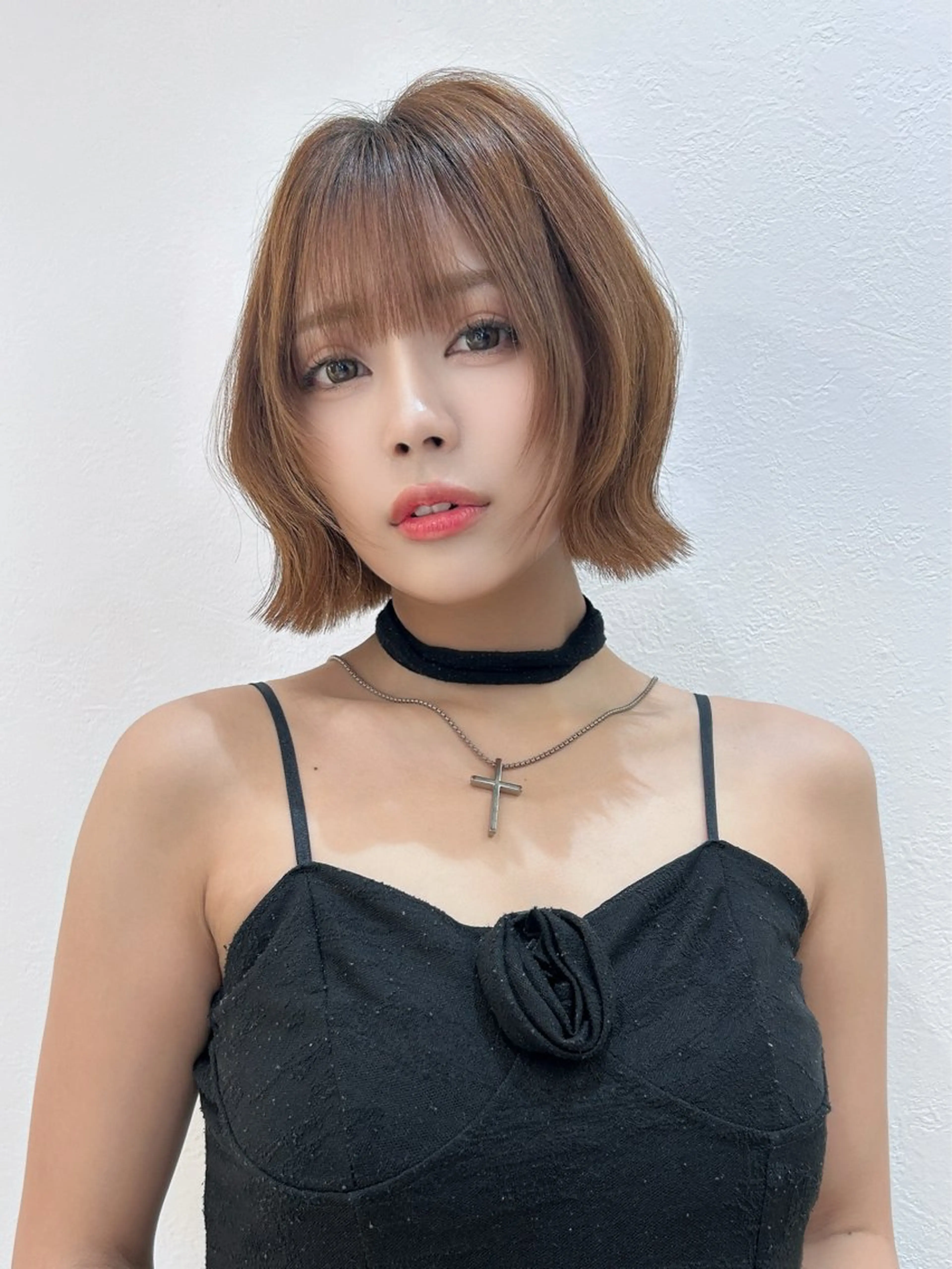 ショート ボブレイヤー ボブ くびれヘア 顔まわりレイヤー 顔周りカット カット ヘアカラー トリートメント ボブ/レイヤーボブ/ 髪質改善/梶川 夏季のヘアスタイル