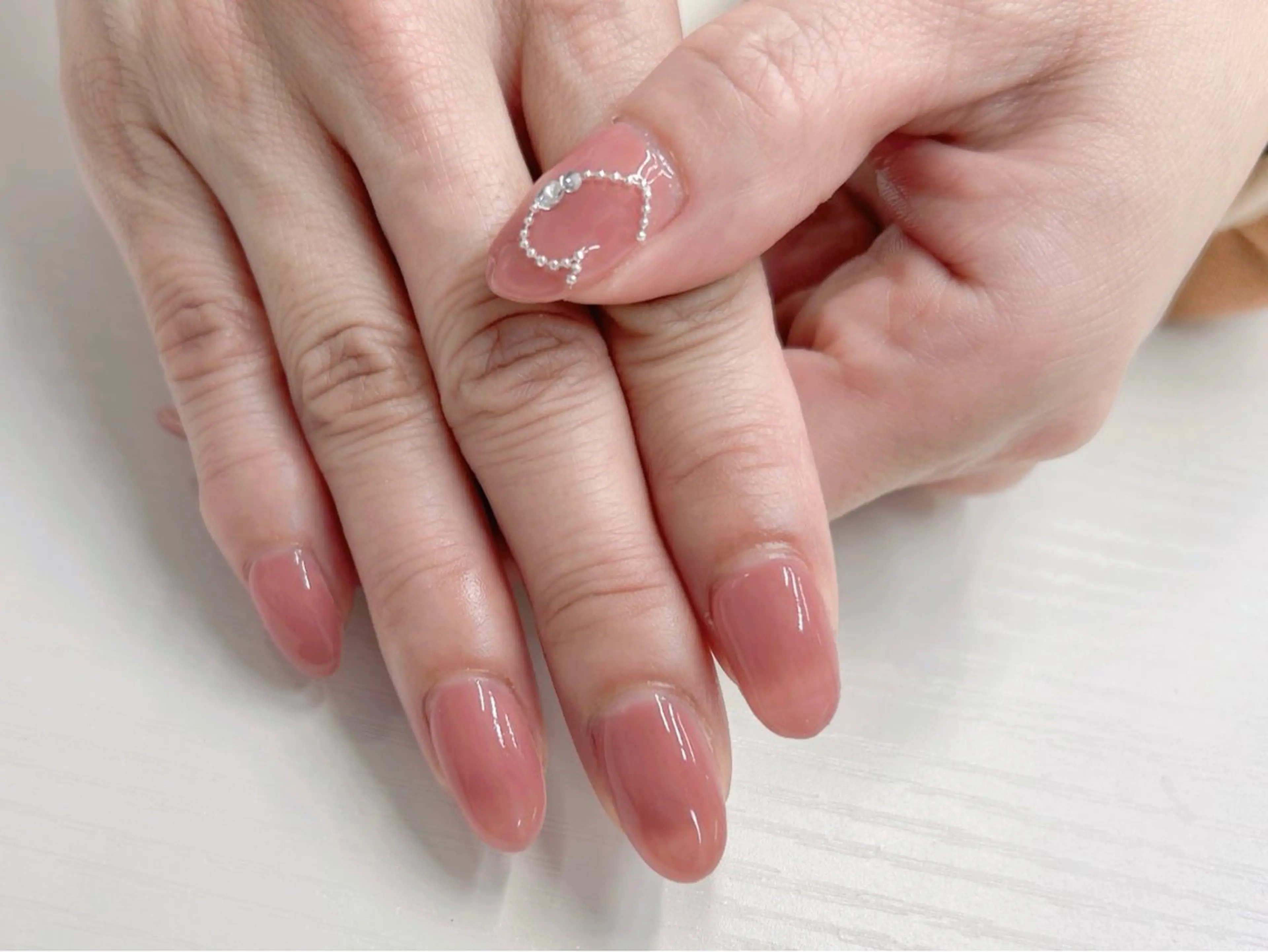 ネイル チークネイル 桜ネイル ガーリー ハート リボン ハンドネイル Forca total studio所属・Forca Airaのネイルデザイン