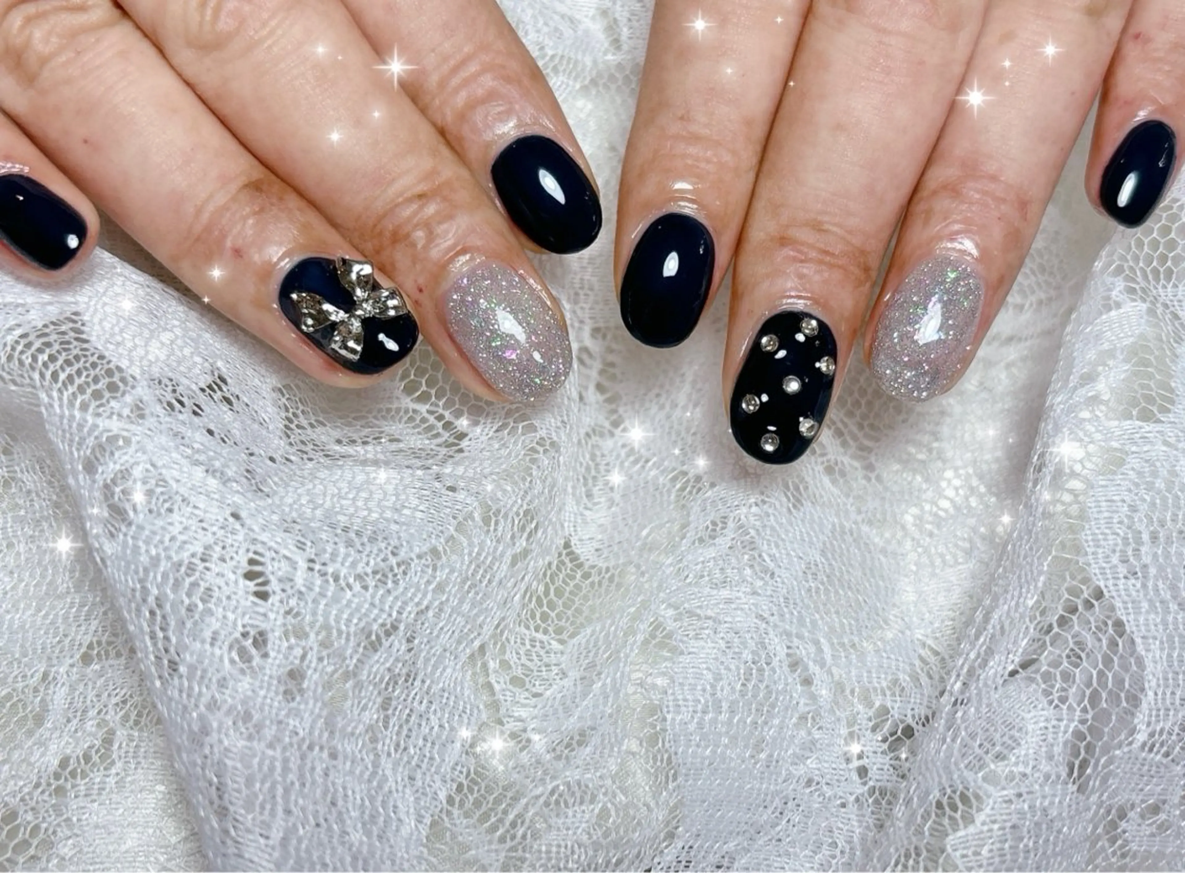 ネイル ブルー ハンドネイル FLARE NAIL フレアネイルのネイルデザイン