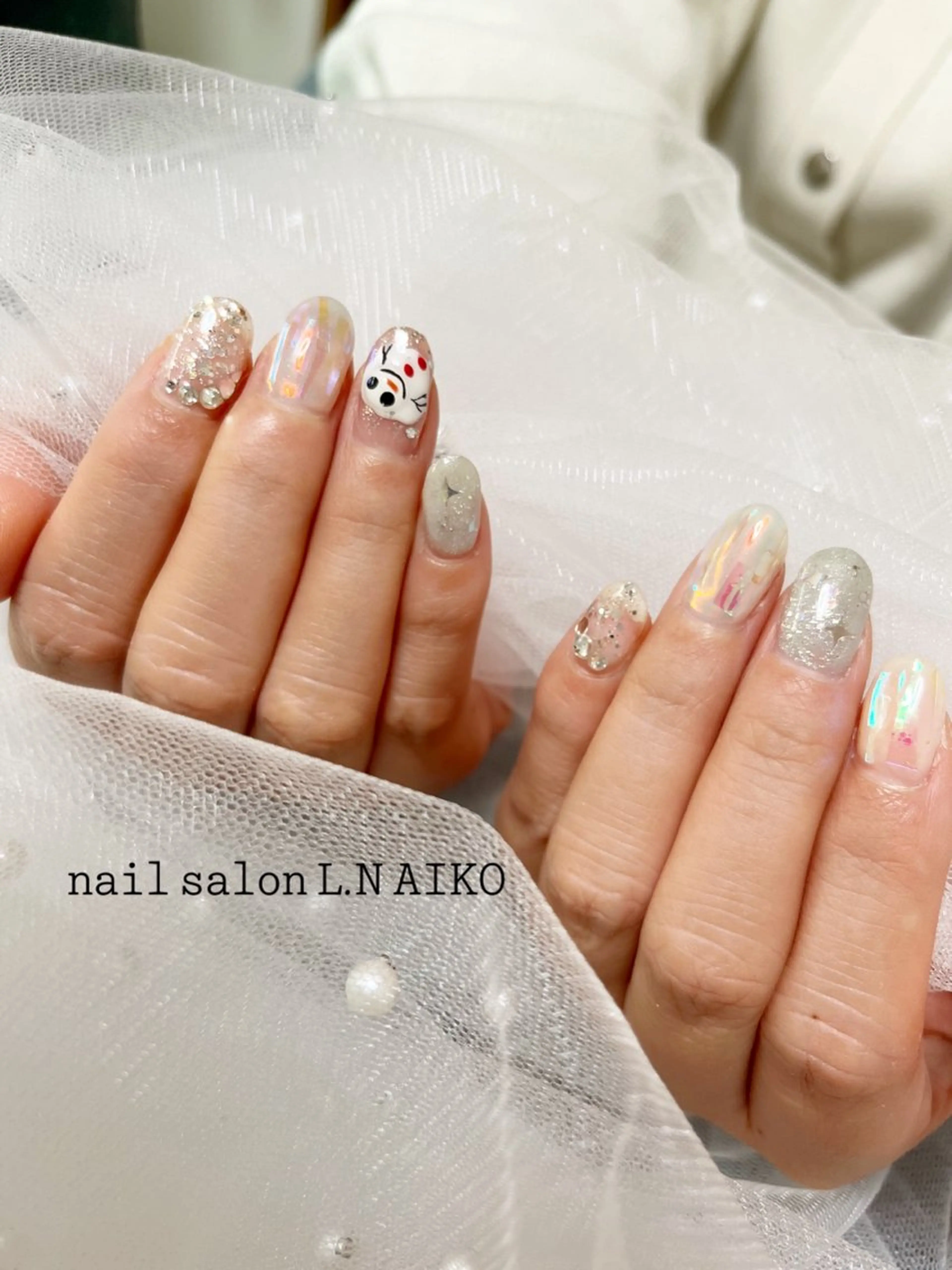 ネイル 持ち込み 冬ネイル クリスマス nail salon L.Nのネイルデザイン