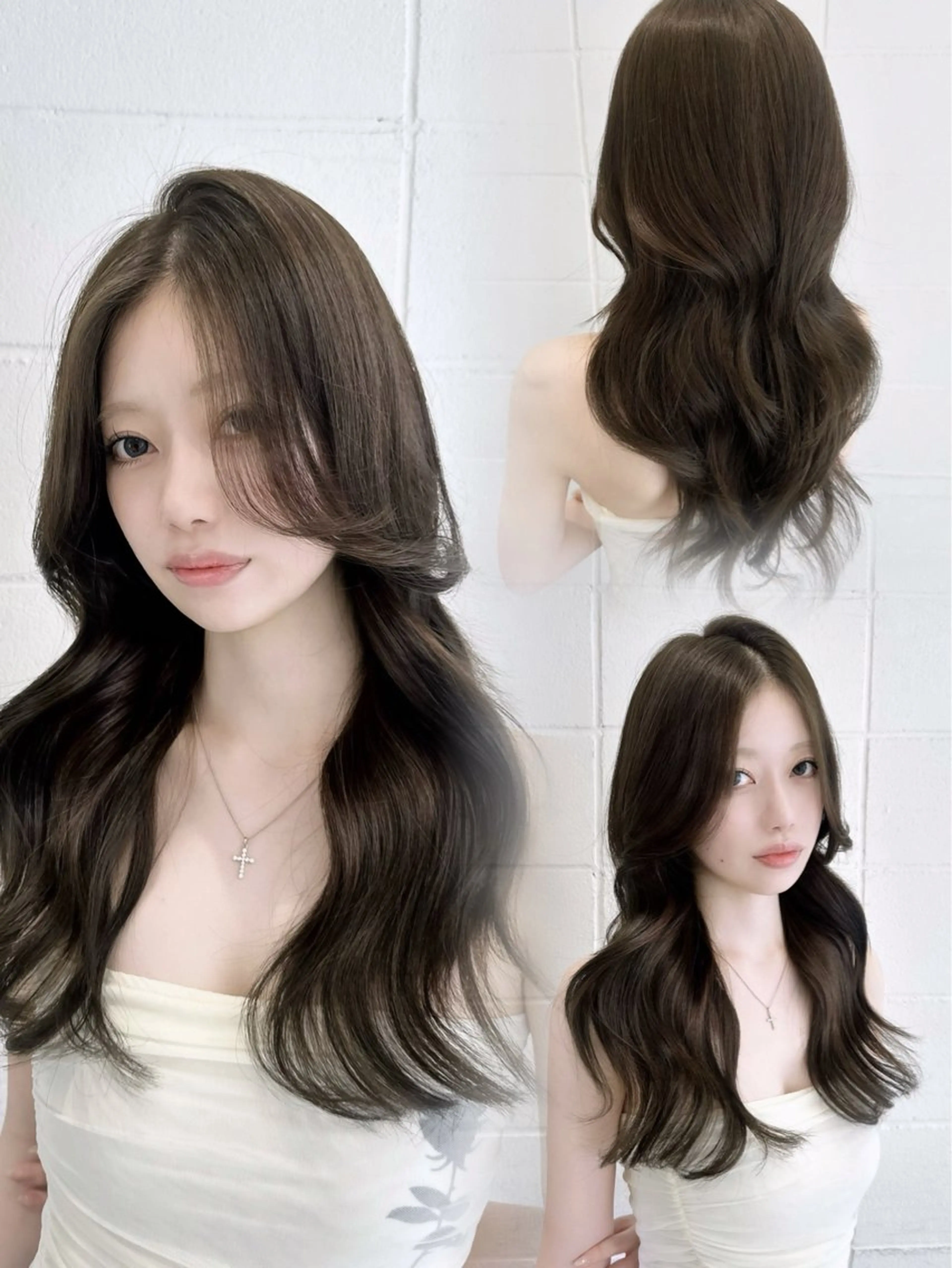 ロング ワンホンヘア カット ヘアカラー 🎀ツヤ髪/韓国 ヘアミカ🎀のヘアスタイル