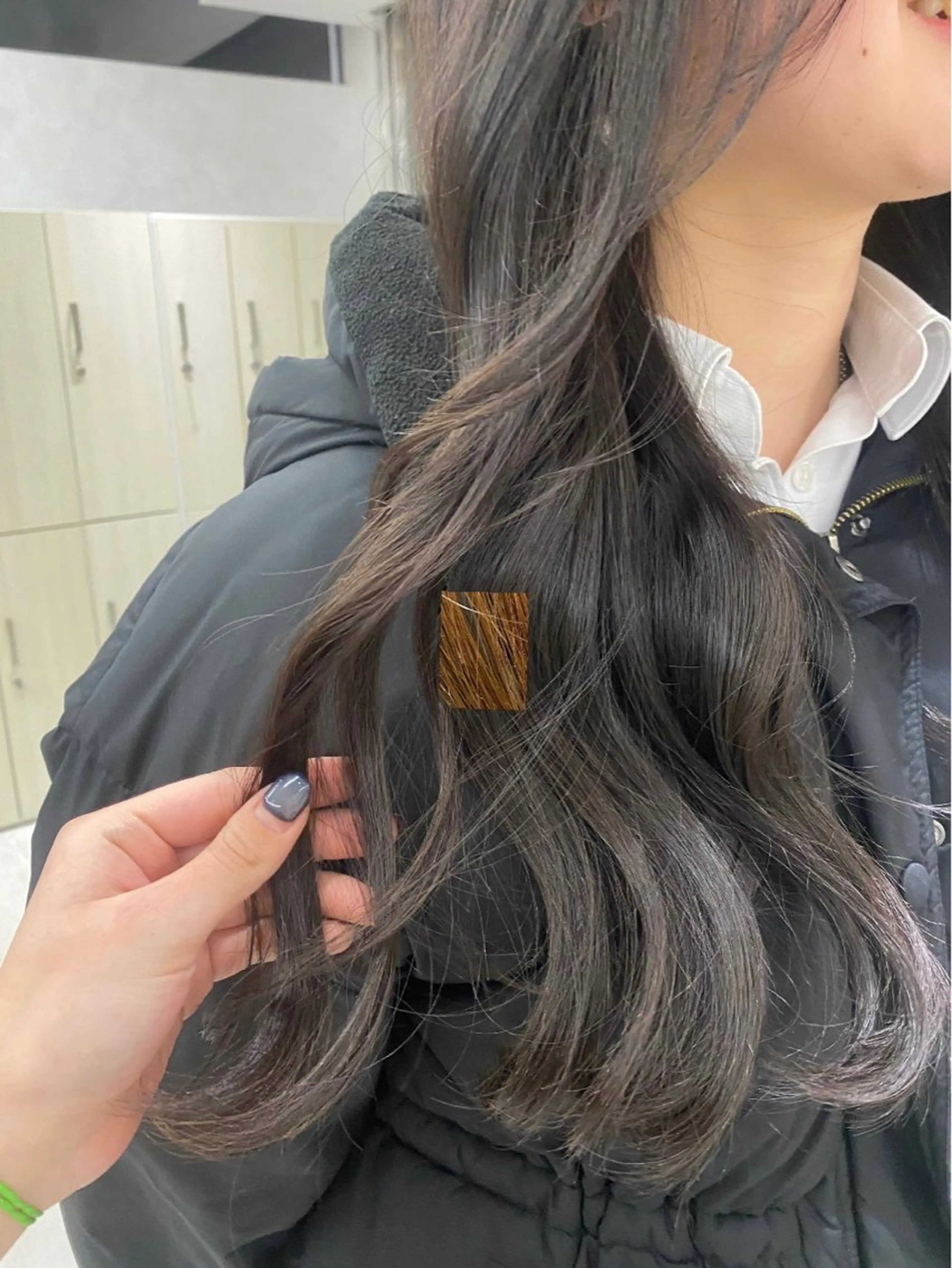 セミロング カラー インナーカラー むく。/顔周り 前髪/髪質改善のヘアスタイル