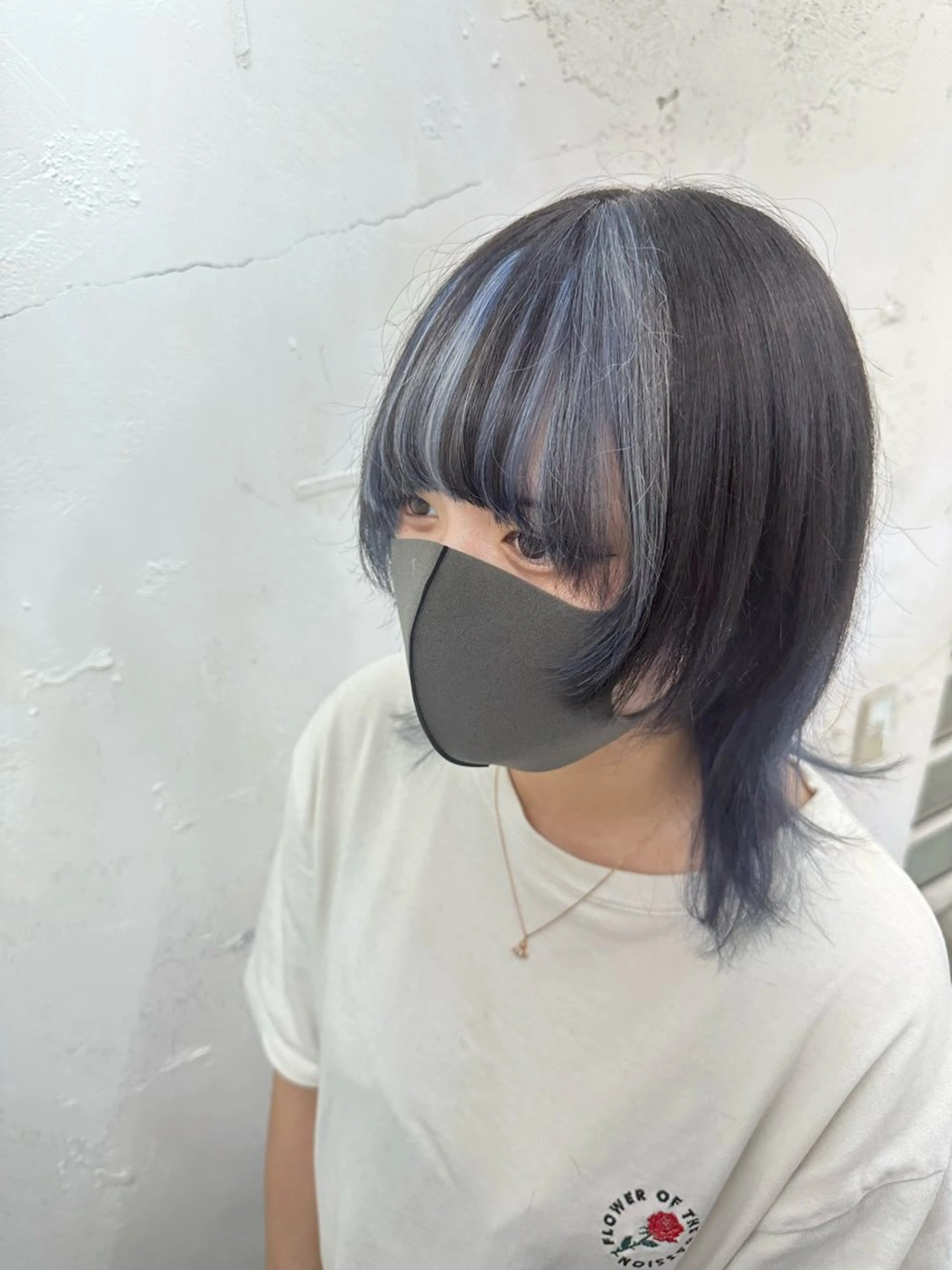 ミディアム エクステ ウルフカット 奥本 侑 ハイトーン、髪質改善のヘアスタイル