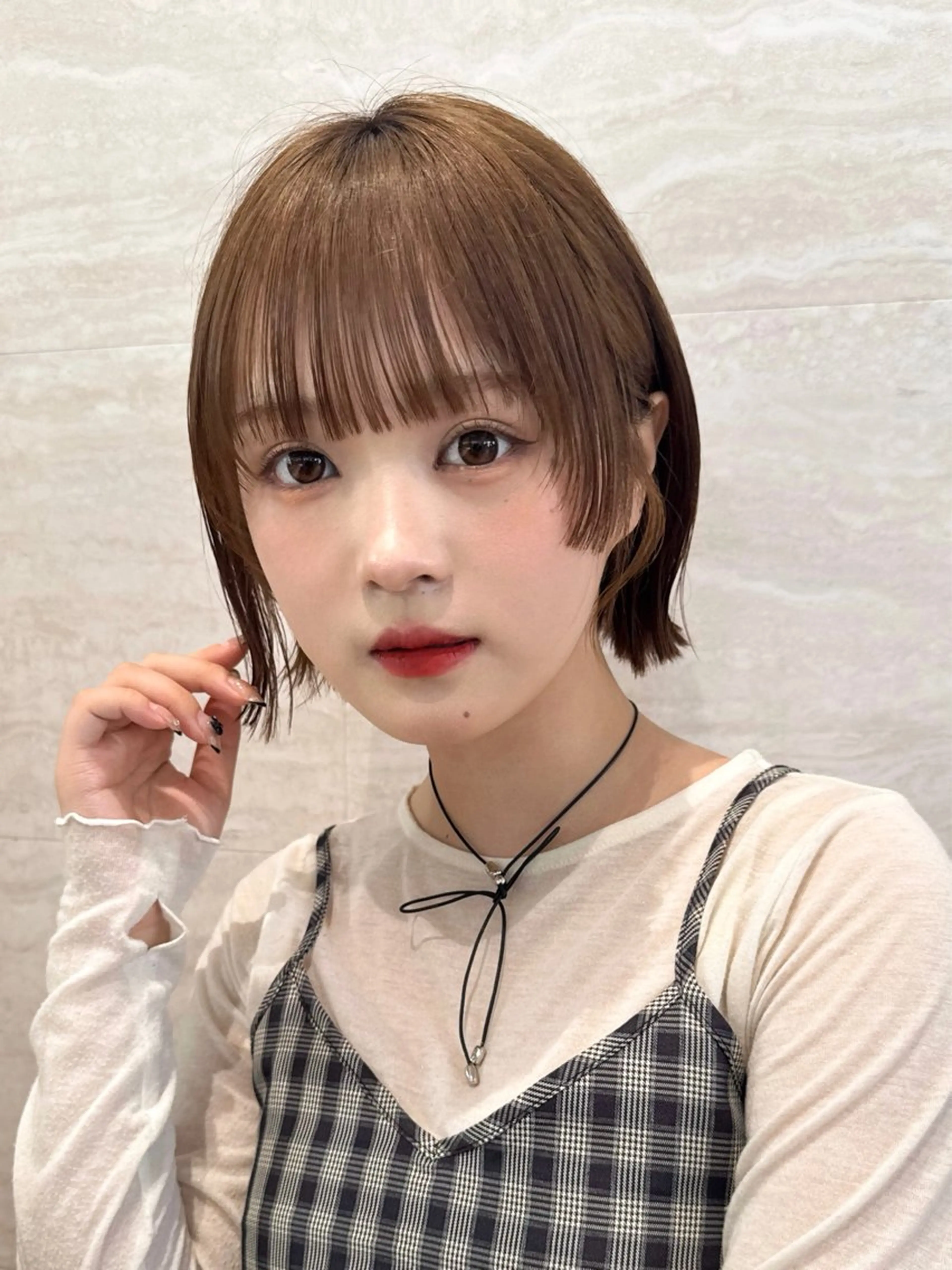 ミディアム カット ヘアカラー トリートメント 🫧ボブ／縮毛矯正／ 韓国／ゆーな🫧‪のヘアスタイル