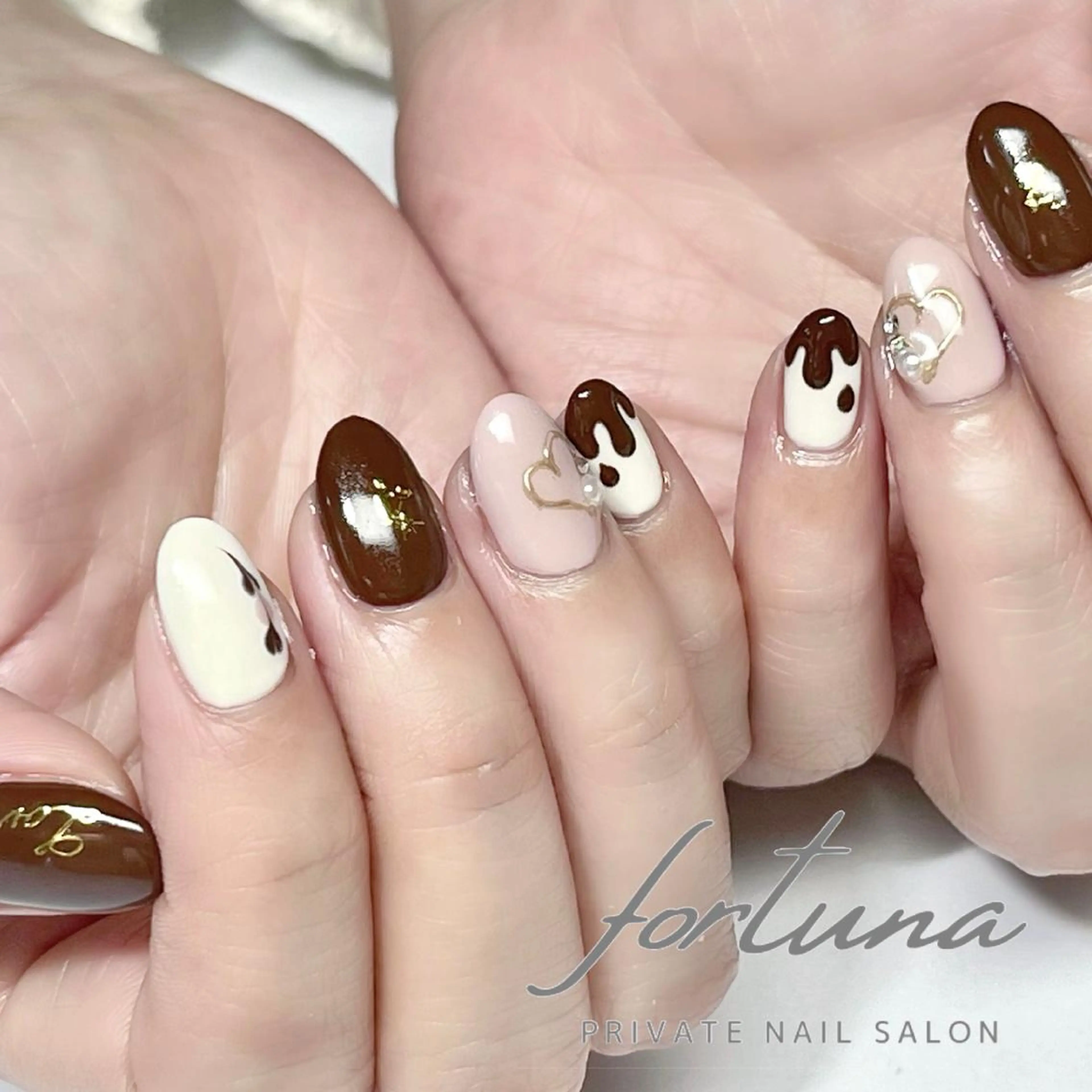 ネイル ハート バレンタイン ハンドネイル fortuna 武藤裕美のネイルデザイン