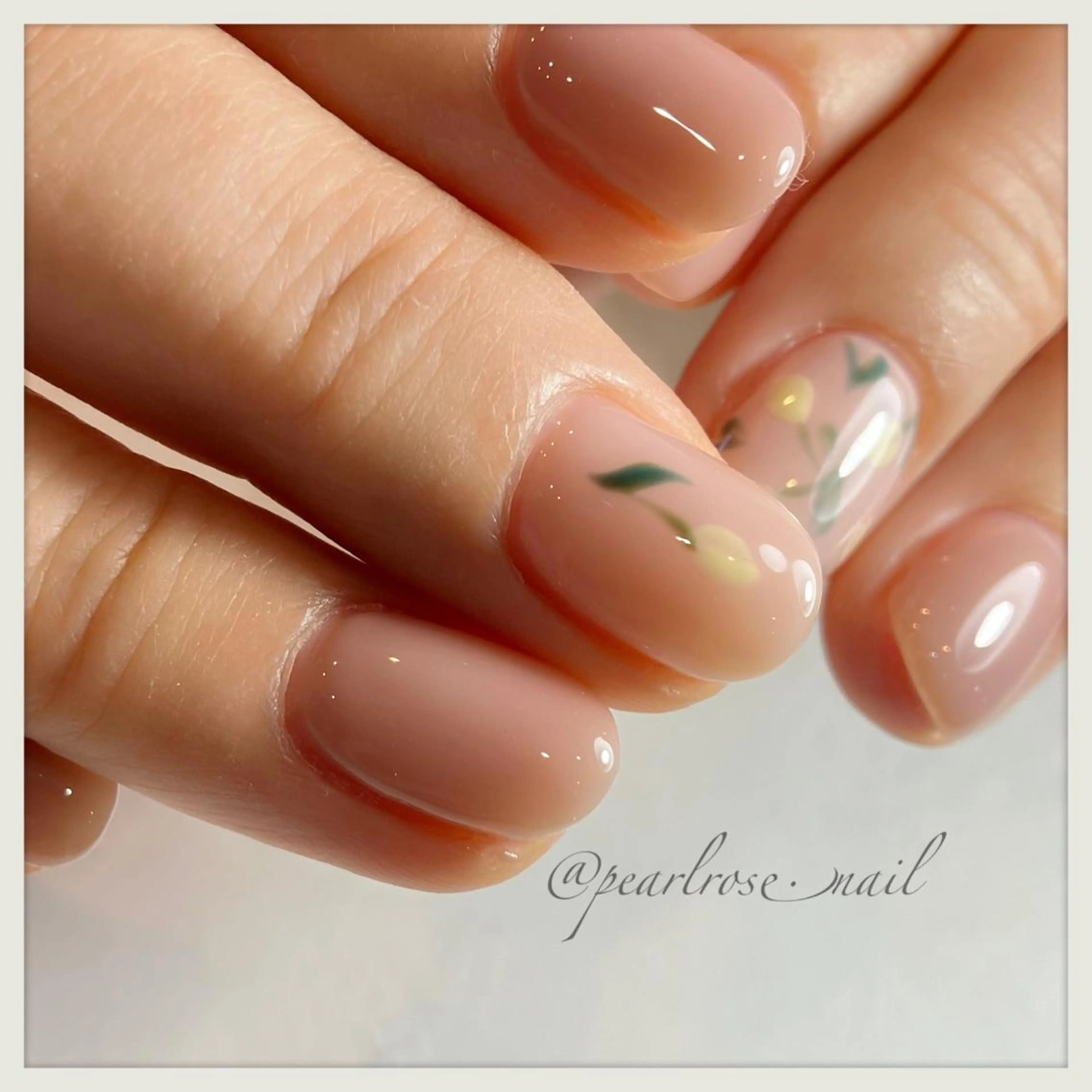 ネイル シンプルネイル 春ネイル ハンドネイル Beauty salon Ryu・ange所属・PEARL ROSE パールローズのネイルデザイン