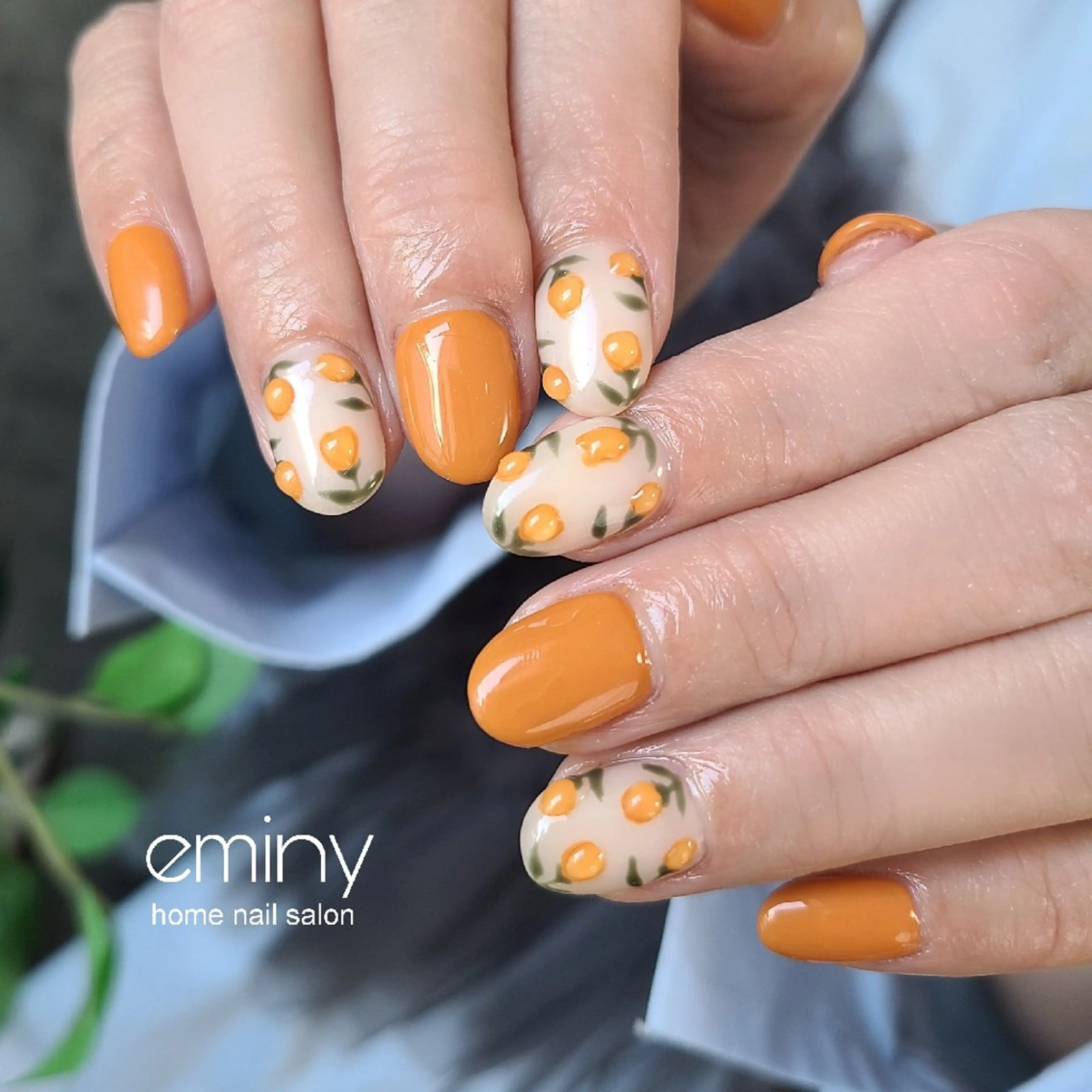 ネイル フラワーネイル ジェルネイル 韓国ネイル ニュアンスネイル ぷっくりネイル ハンドネイル nail salon  eminyのネイルデザイン