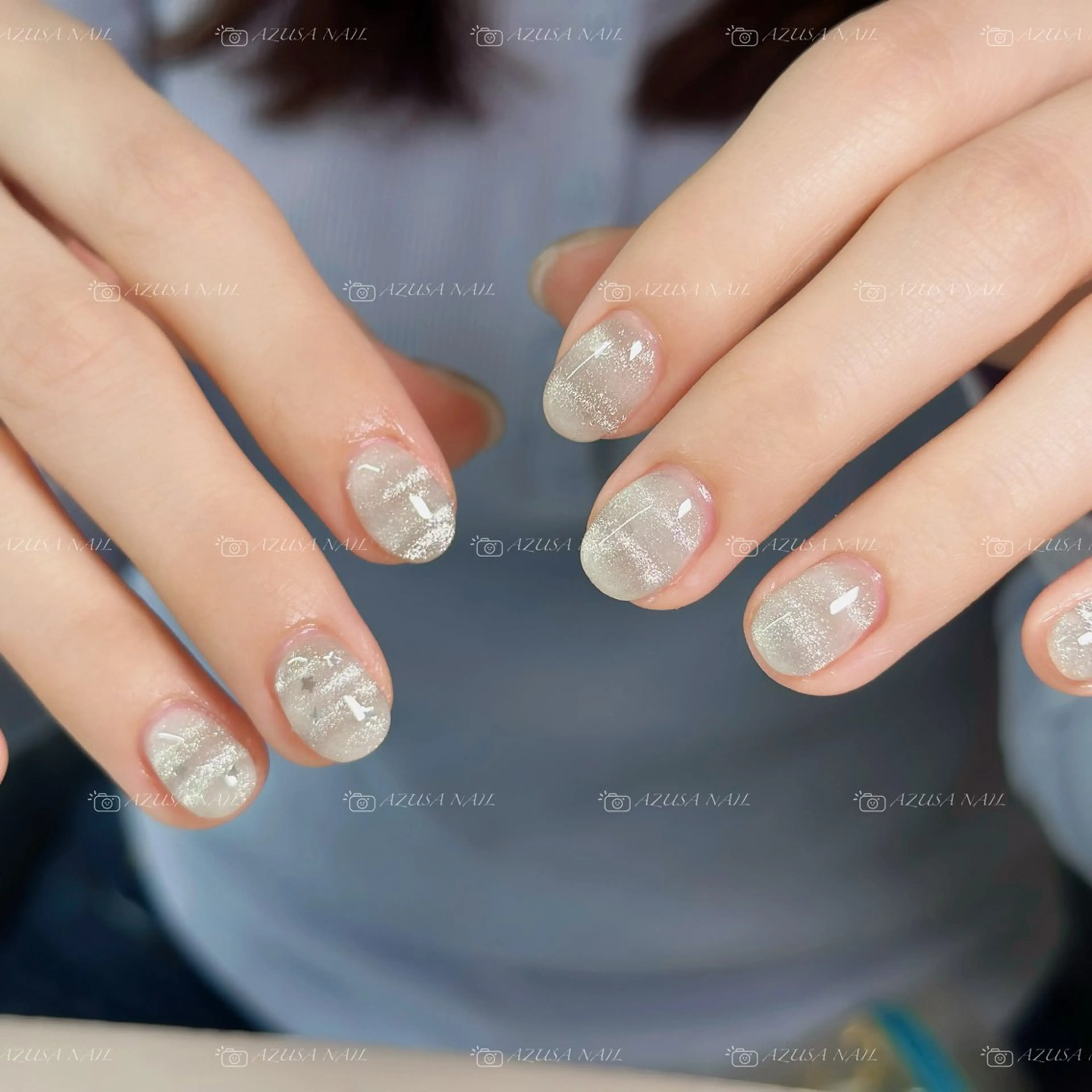 ネイル フラッシュネイル フレンチネイル ジェルネイル キラキラネイル マグネットネイル ハンドネイル 🧸自宅ネイル あずさのネイルデザイン