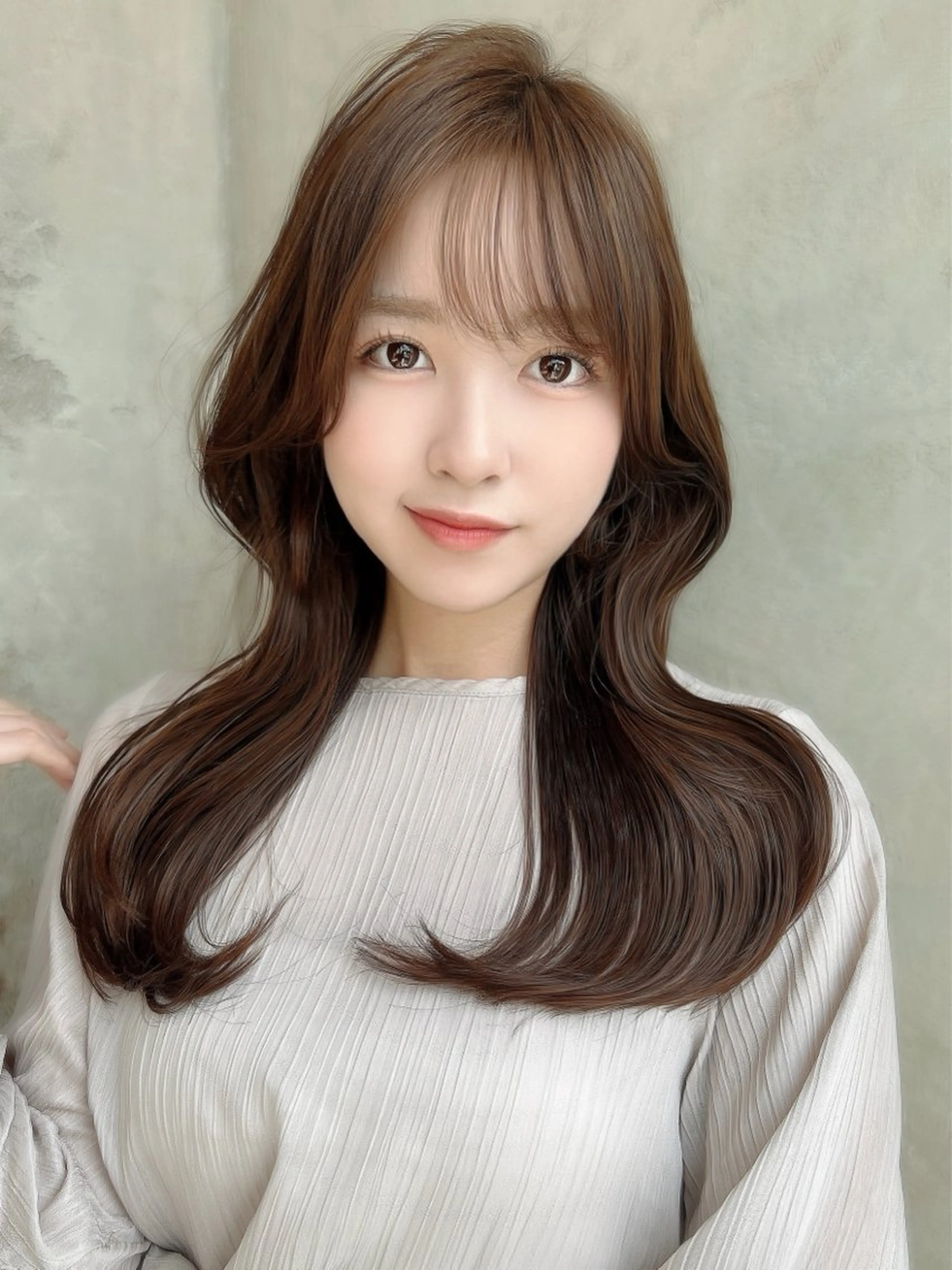 セミロング カラー パーマ カット 新宿✨顔周りカット 韓国ヘア/坂本亜裟海のヘアスタイル