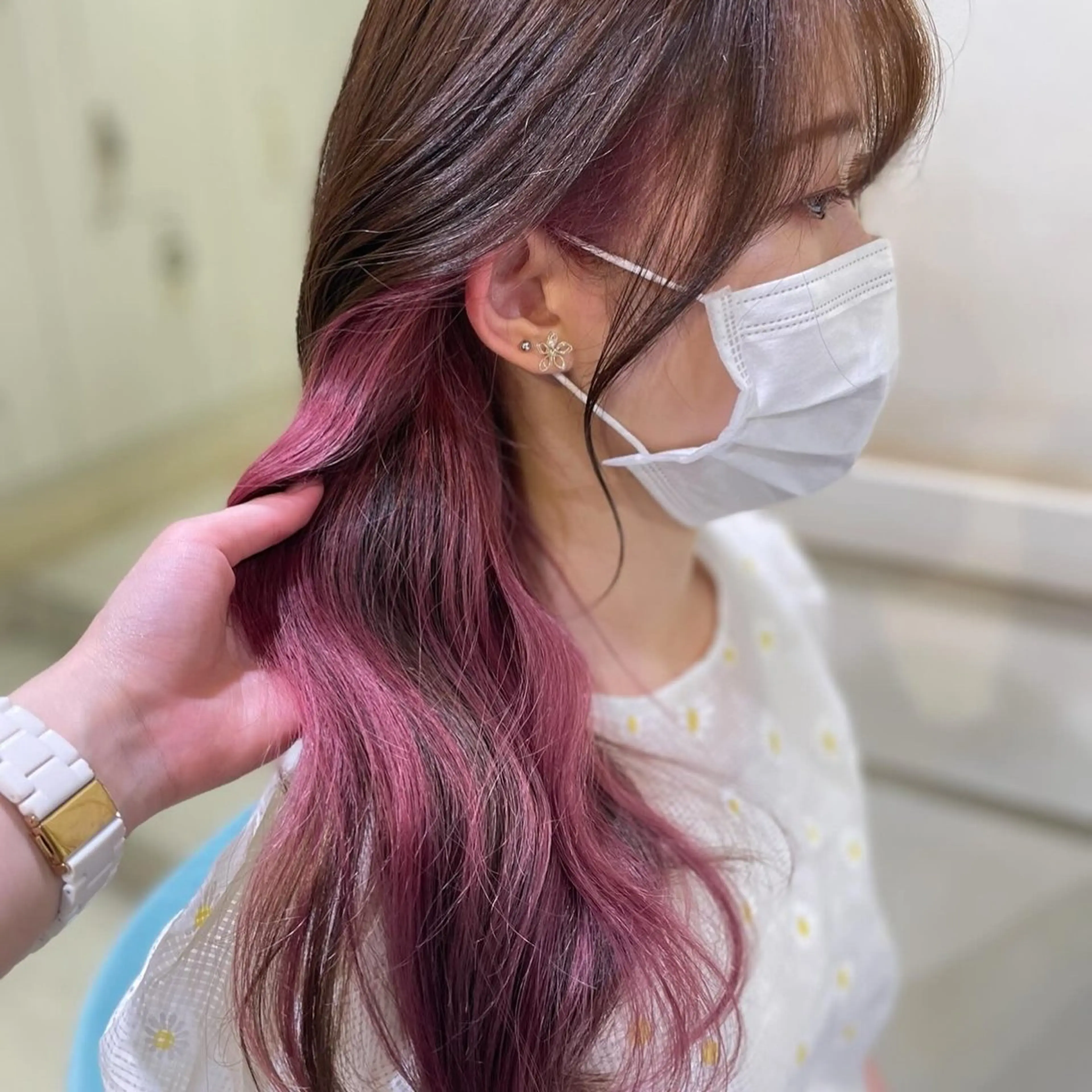 ロング カラー 🌷ピンク/韓国風 暖色カラー ゆい🌷のヘアスタイル