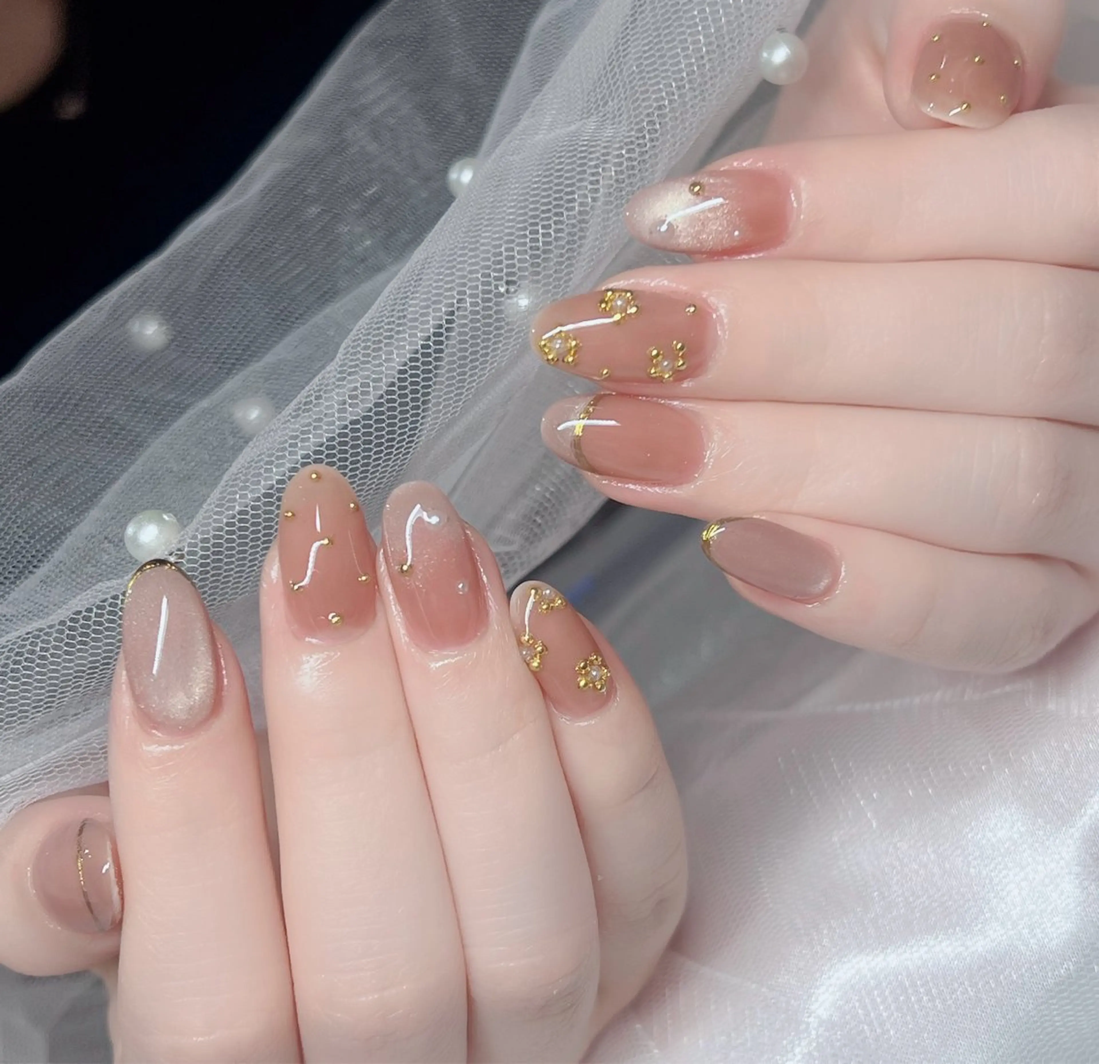 ネイル ハンドネイル 🎀PG🩵 ネイルサロンのネイルデザイン