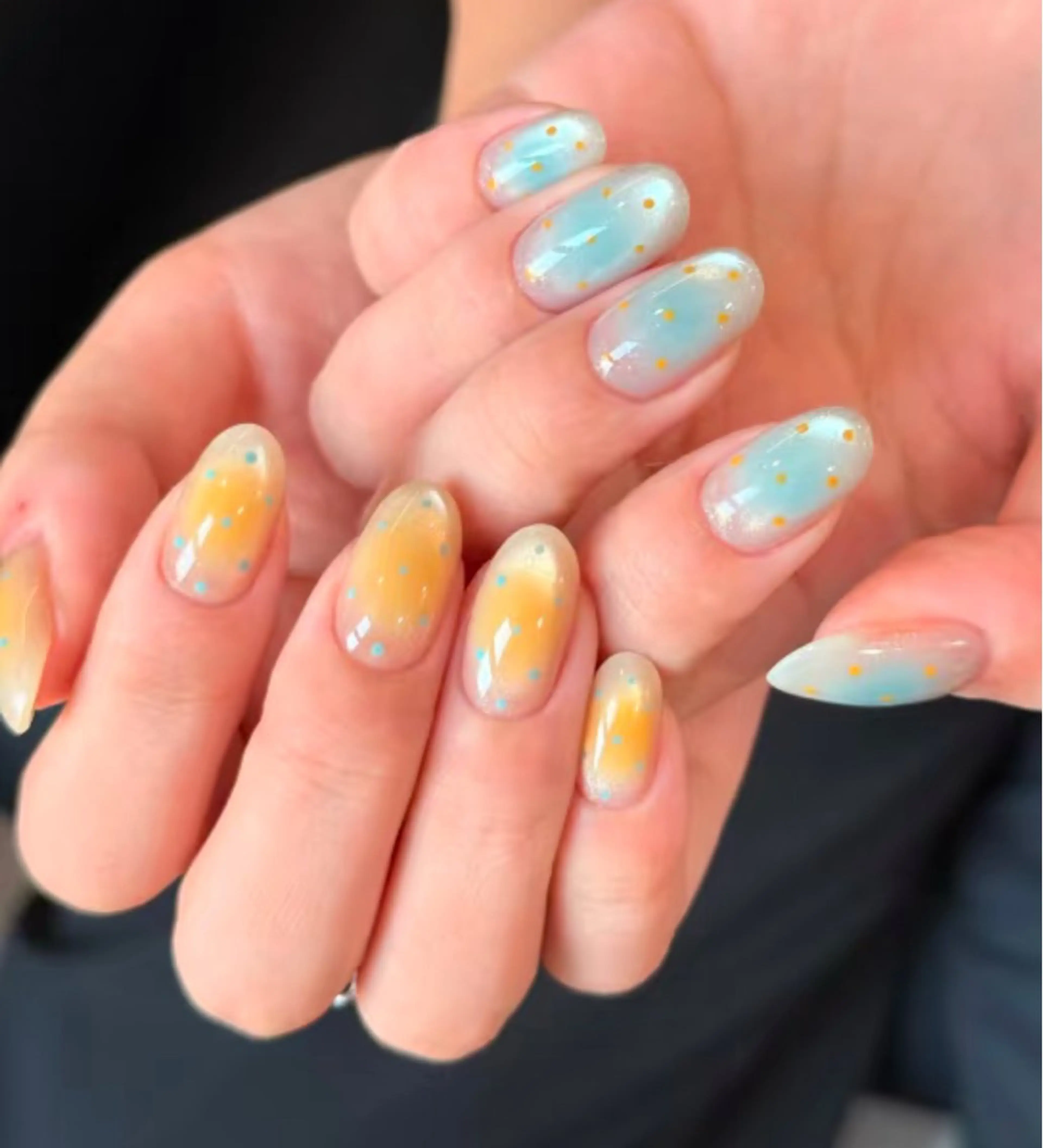 ネイル アートネイル オーロラネイル チークネイル フレンチネイル ガラスフレンチ ハンドネイル 🎀🎀YooLi Nail Salonのネイルデザイン