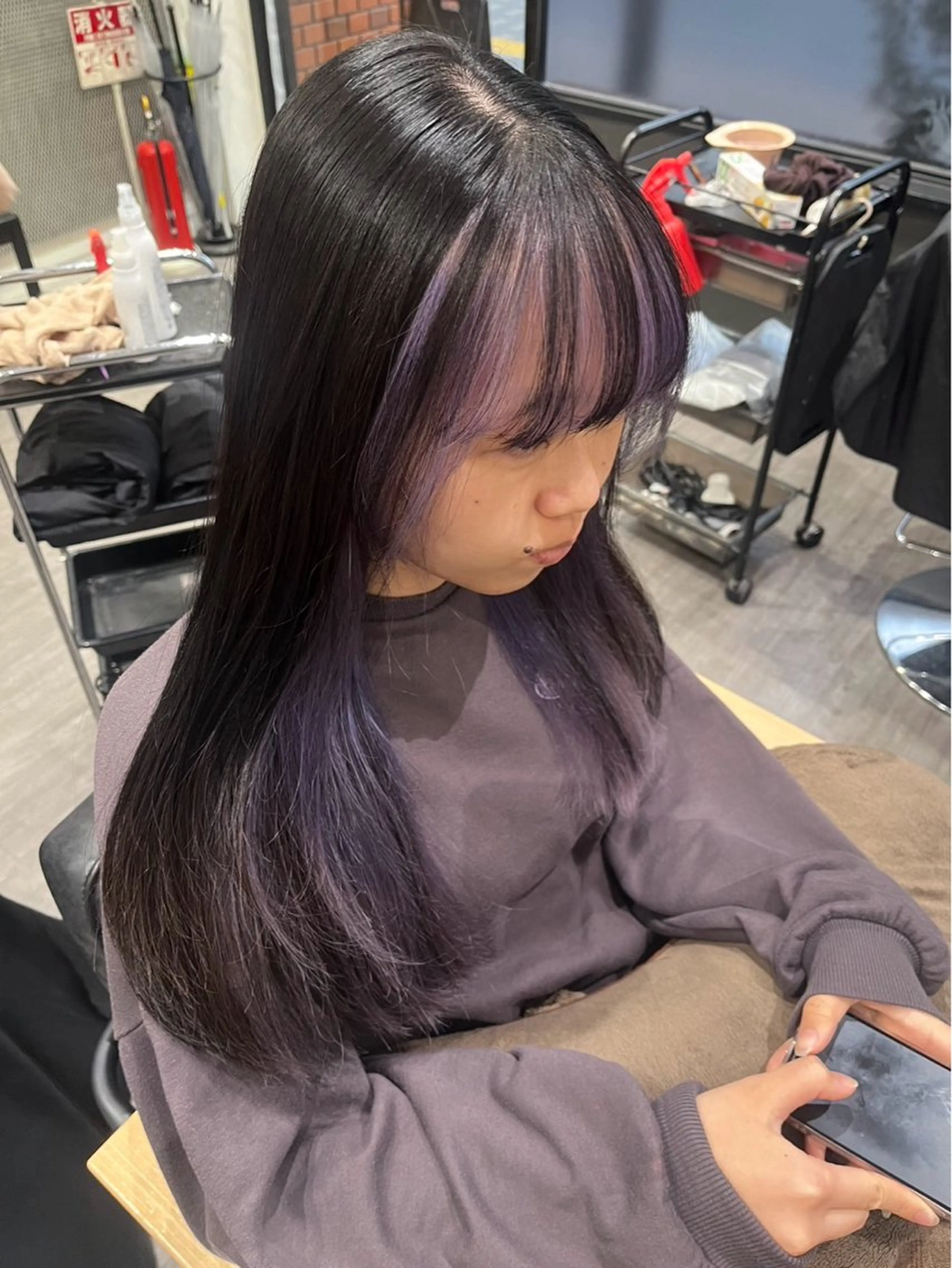 ロング カラー ラベンダーカラー 艶髪レイヤー上田 紗也🇰🇷💗のヘアスタイル