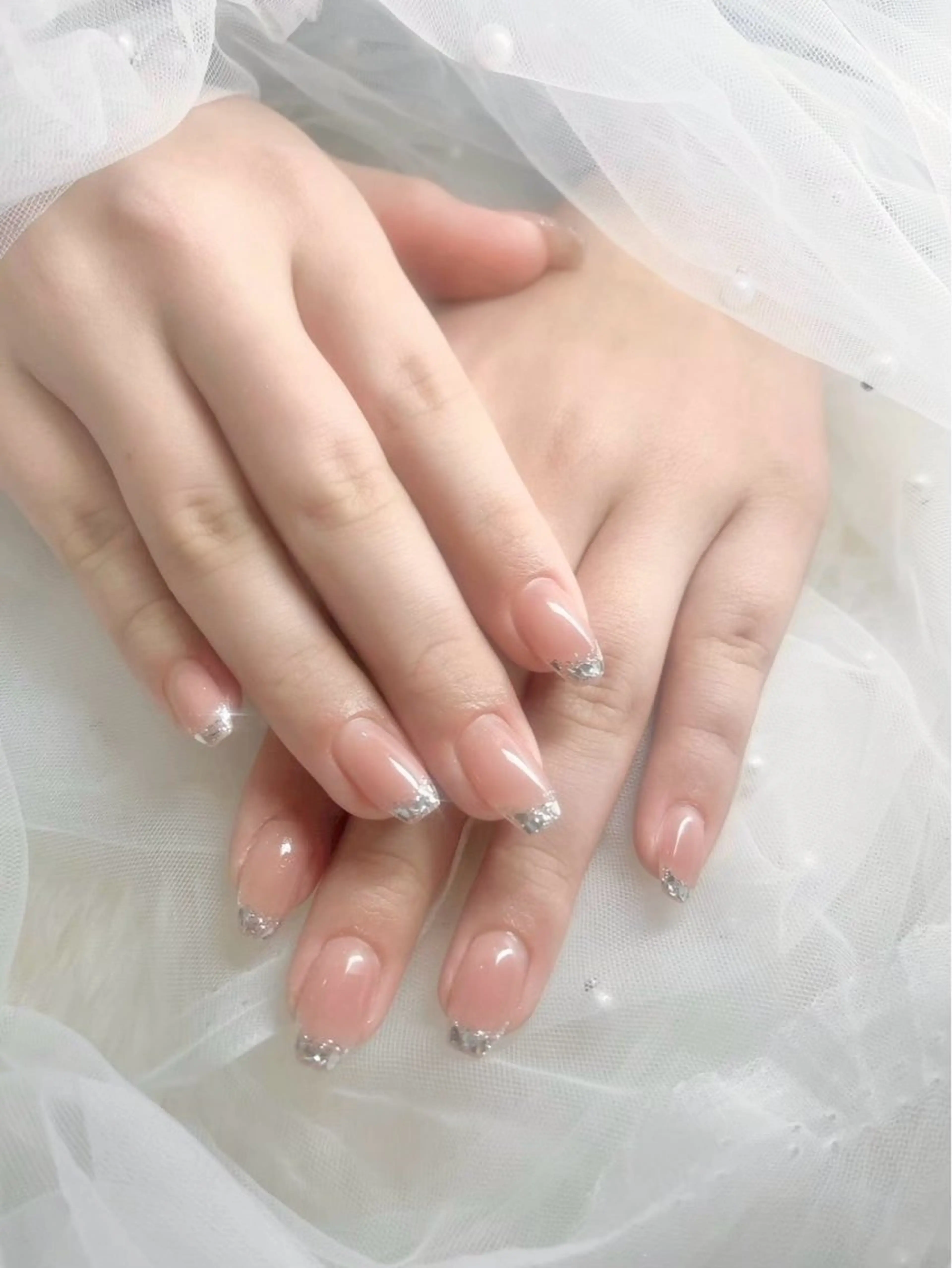 ネイル フレンチネイル ガラスフレンチ ハンドネイル 💖長さ出し＆ 韓国ネイルaya💖のネイルデザイン