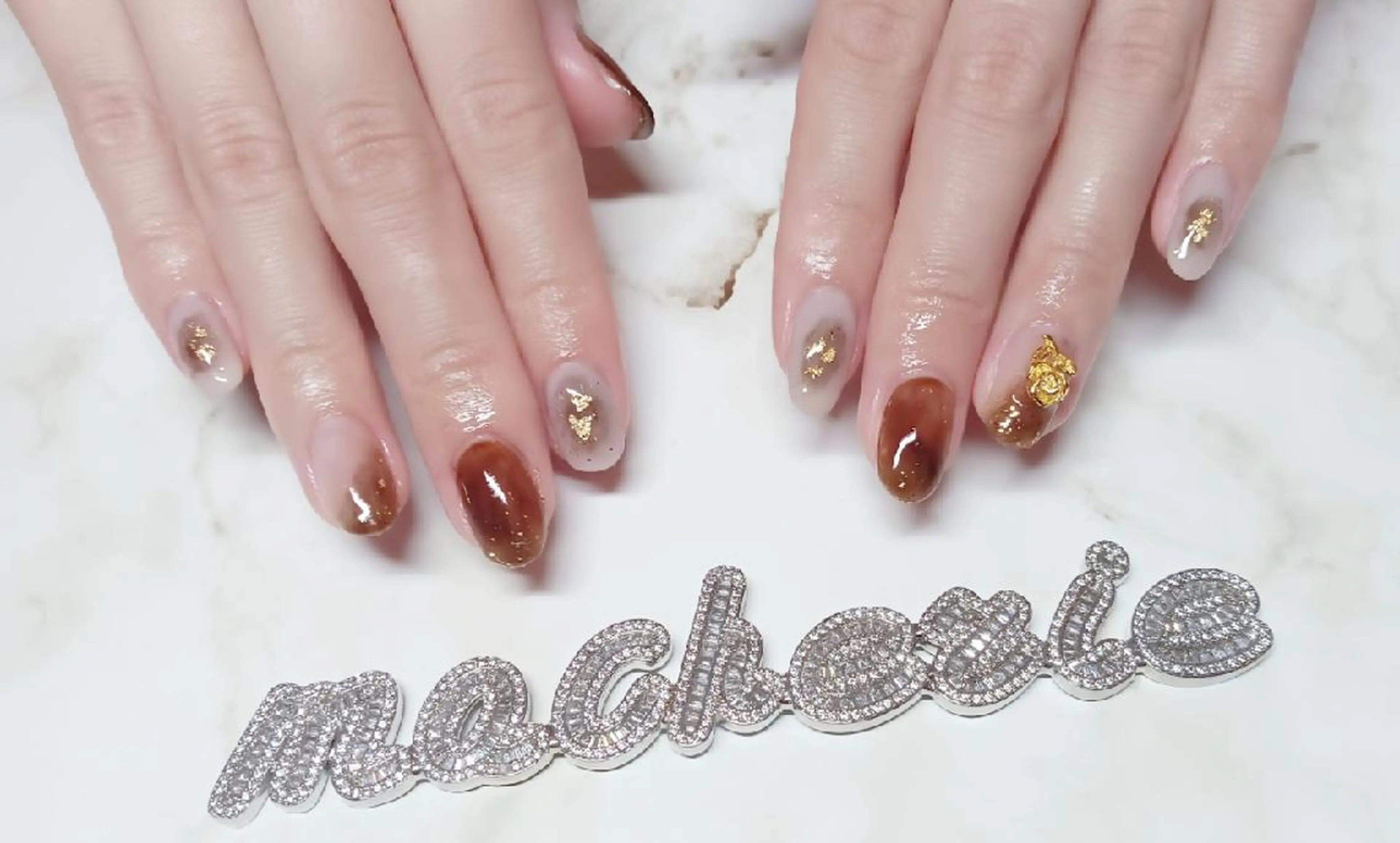 ネイル ブラウン ニュアンスネイル ハンドネイル Nail Salon macherieのネイルデザイン