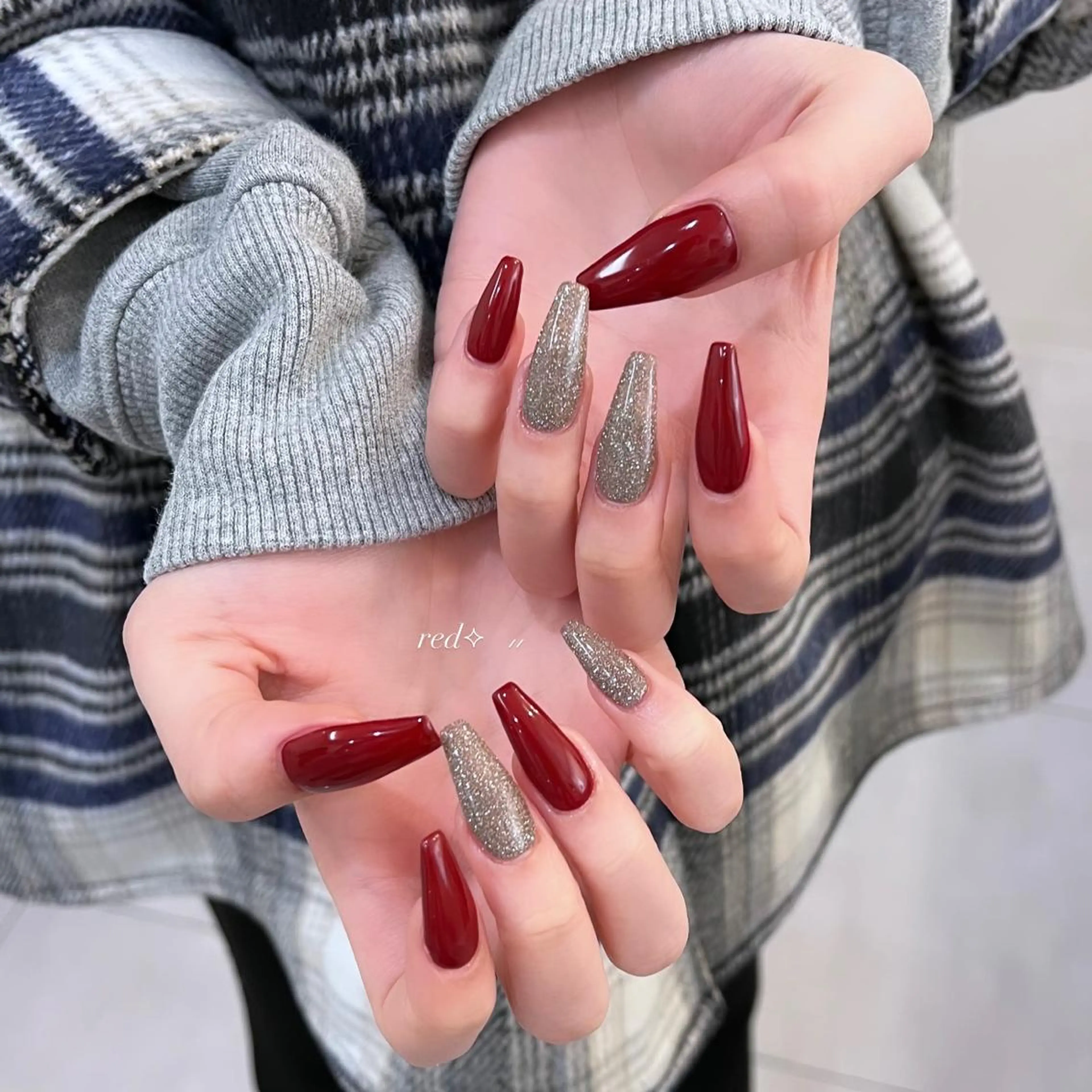 ネイル 長さ出し 冬ネイル クリスマス Nail Salon .U所属・Sota Nahoのネイルデザイン