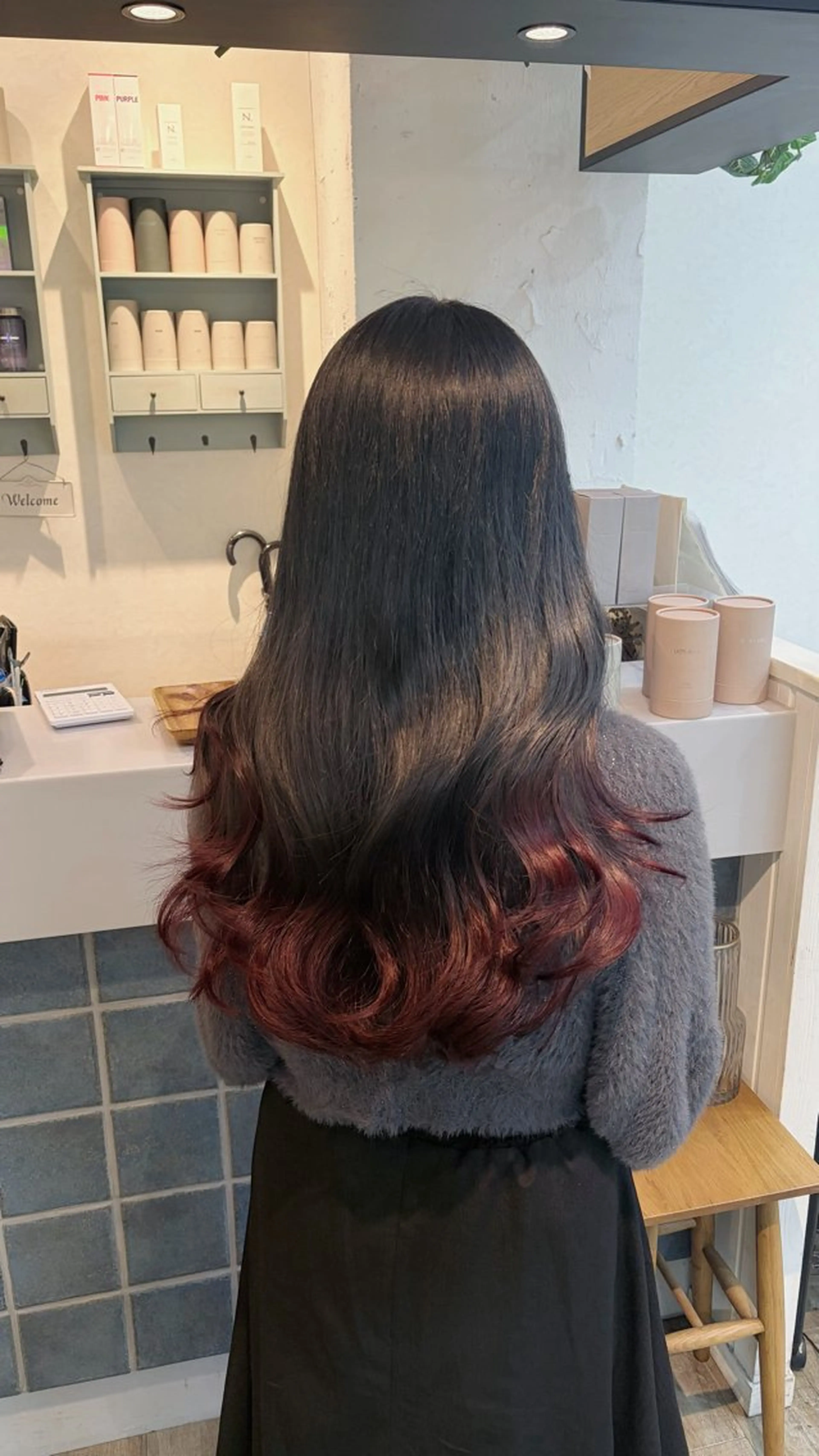 ロング カラー ブルーカラー ブルーグレー レッドカラー ヘアカラー トリートメント 🏹MIYU￤抜け感 ×柔らかカラーのヘアスタイル