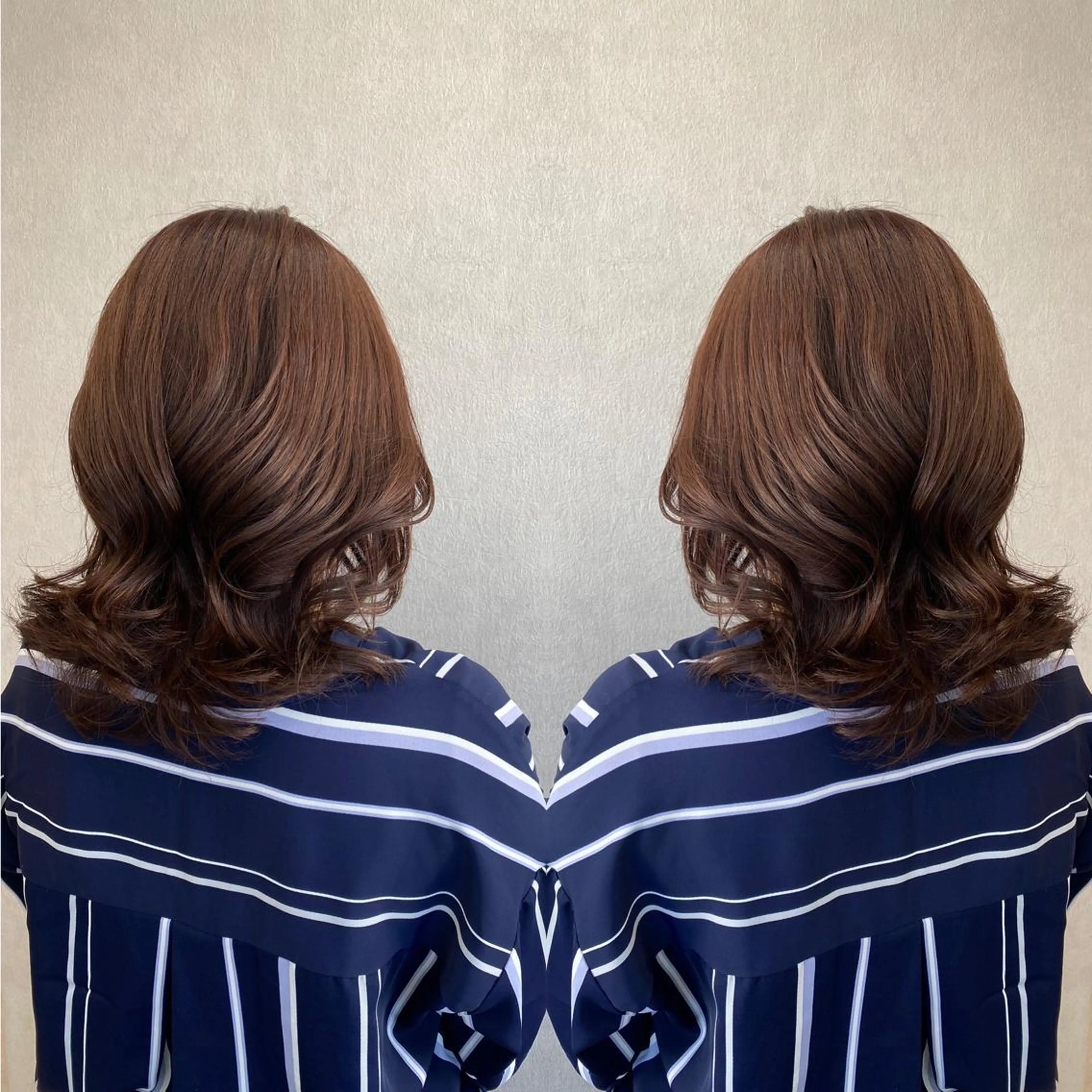 セミロング カラー ブラウンカラー ピンクカラー ピンクブラウン カット トリートメント tocca 💜石田愛結💜のヘアスタイル