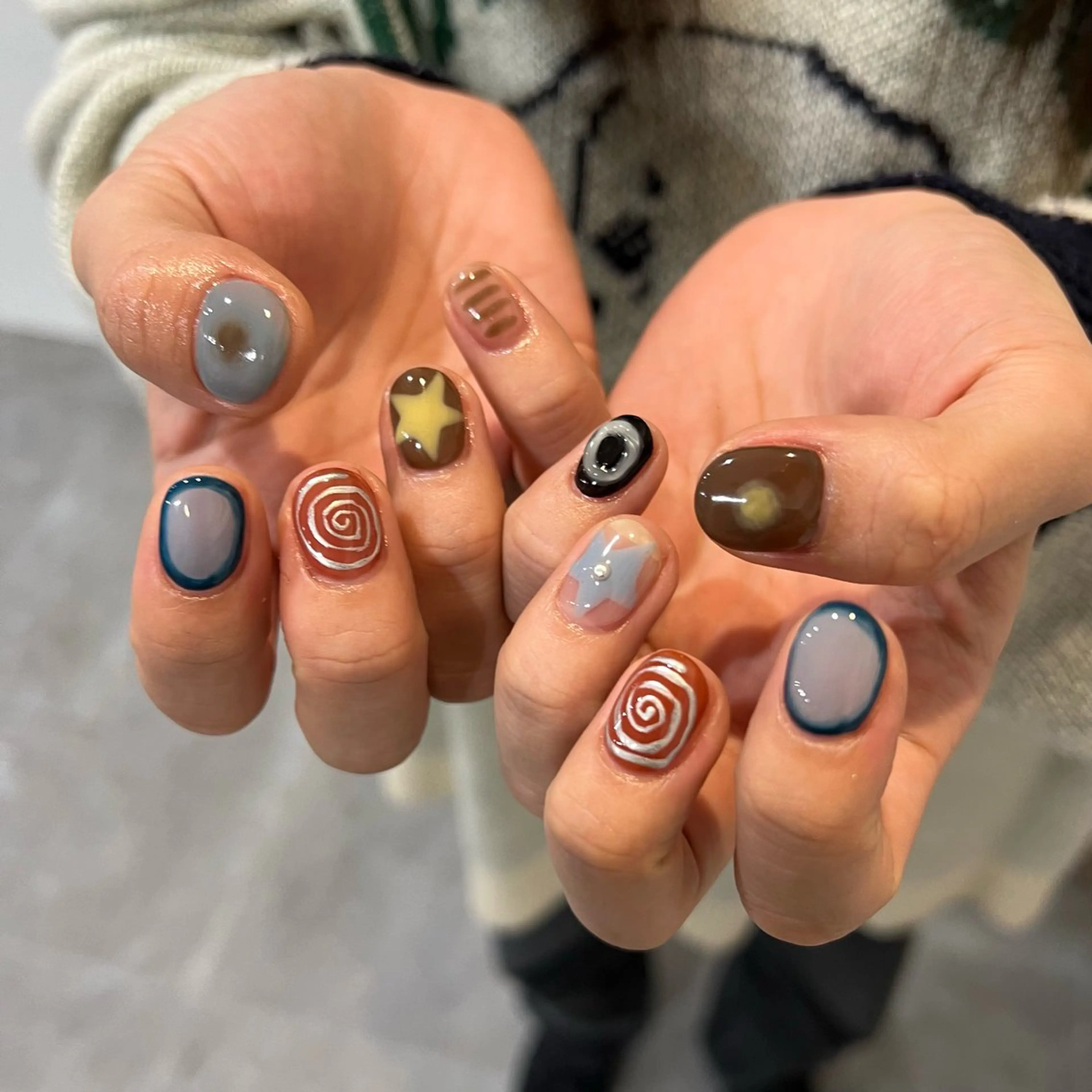 ネイル アートネイル 持ち込み ハンドネイル miyuu 𓂃🫧‪のネイルデザイン