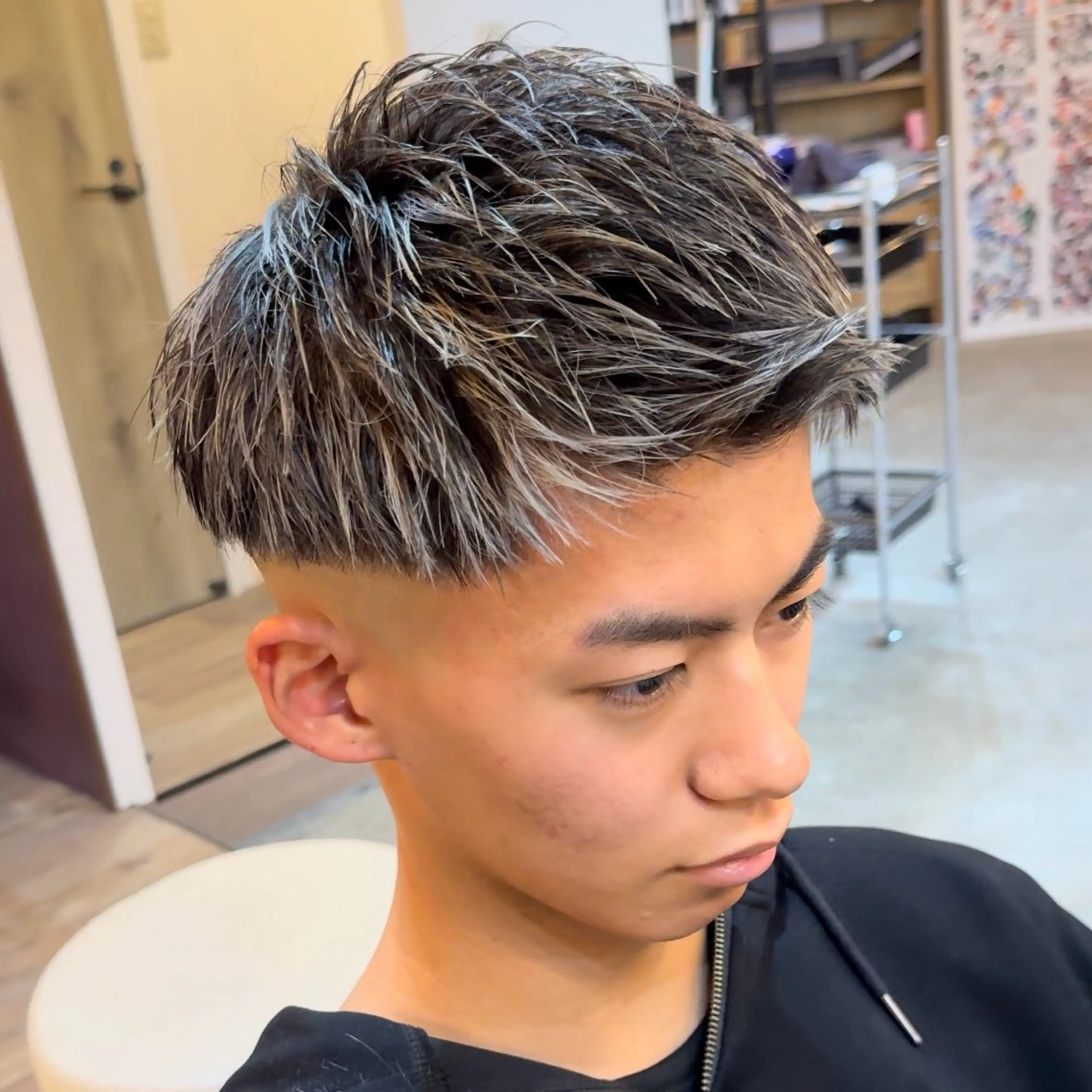 ショート カラー メンズ カット メンズパーマ/ メッシュ😎タクミのヘアスタイル