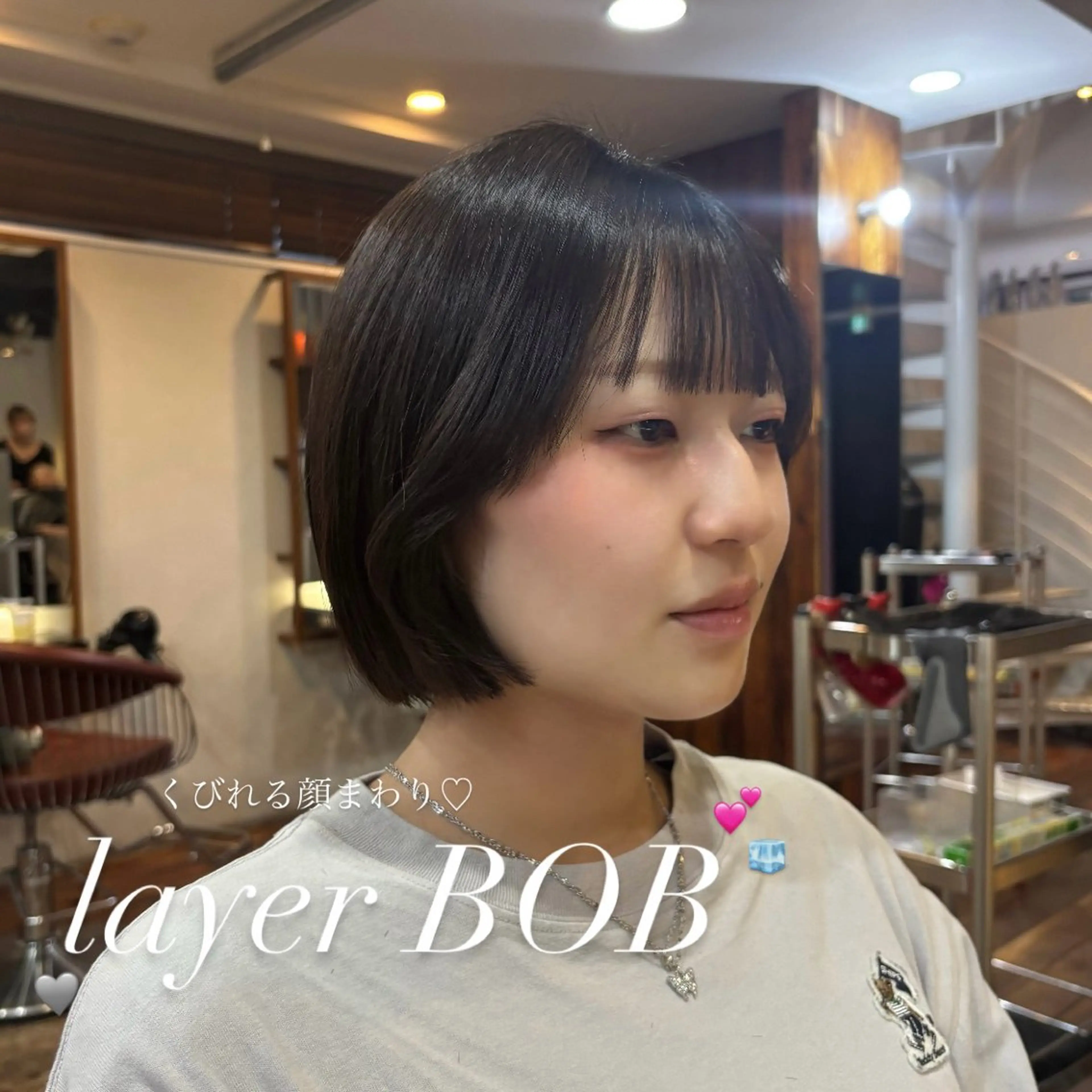 ショート ボブ くびれヘア レイヤーカット レイヤー/顔周り/ 韓国ヘア🤍フウカのヘアスタイル