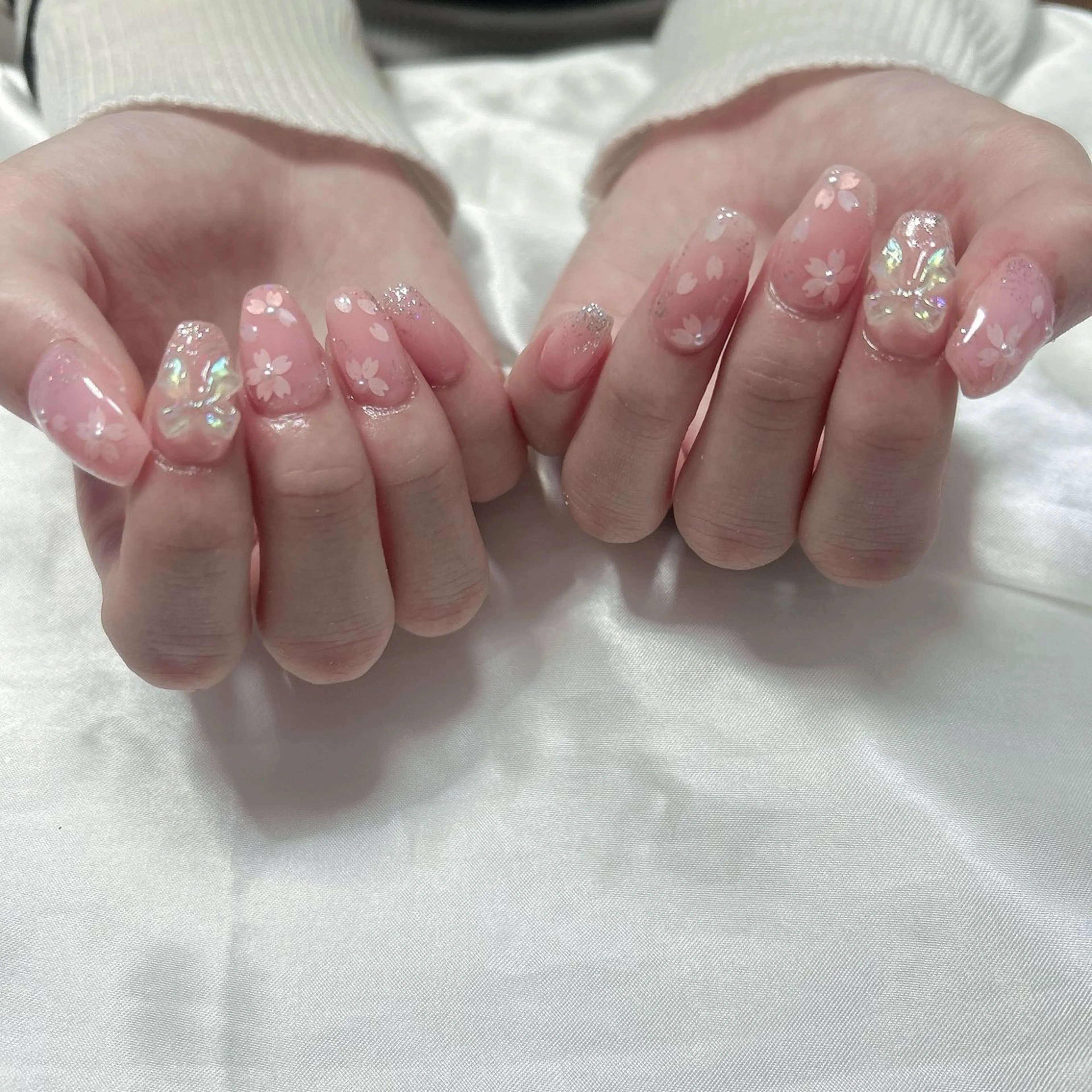 ネイル 桜ネイル 持ち込み 春ネイル ハンドネイル フットネイル Adite nailのネイルデザイン