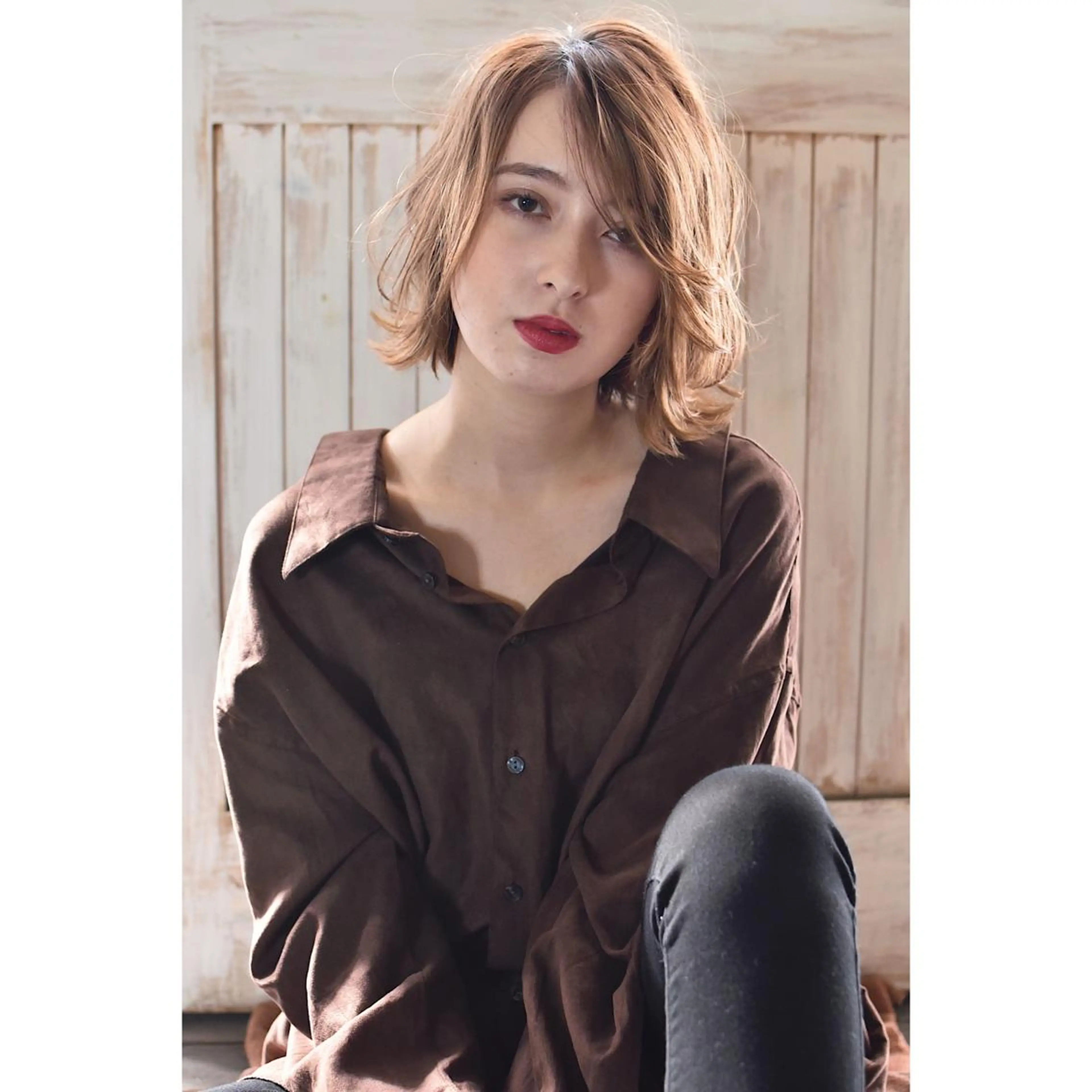 ミディアム カラー パーマ メンズ カット ヘアカラー トリートメント 南堀江🌿パーマ Tetsu【テツ】のヘアスタイル