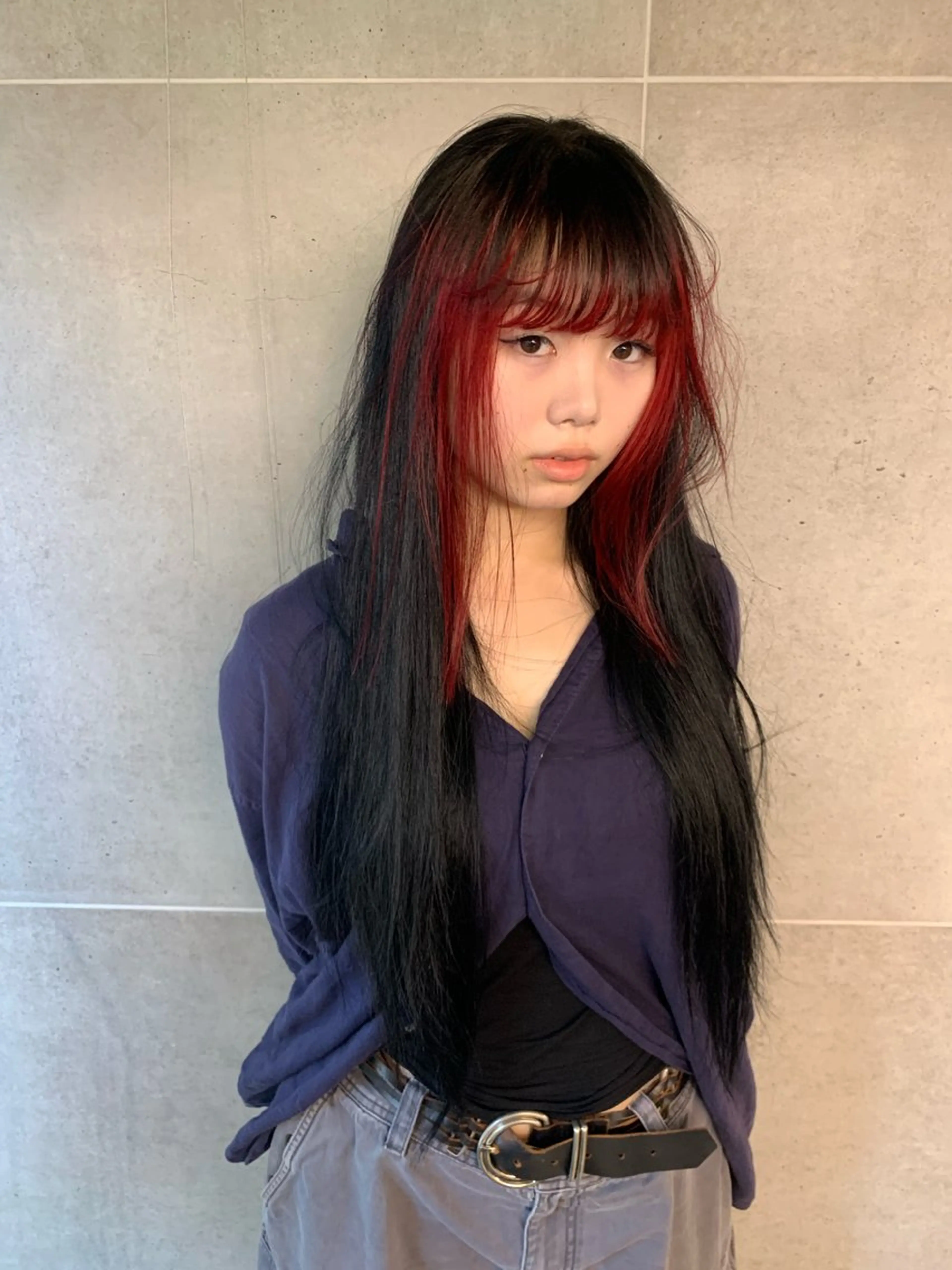 ロング カラー ミストバング ブリーチ  フェイスフレーミング ヘアカラー トリートメント THE./ブリーチ 透感カラー/髪質改善のヘアスタイル