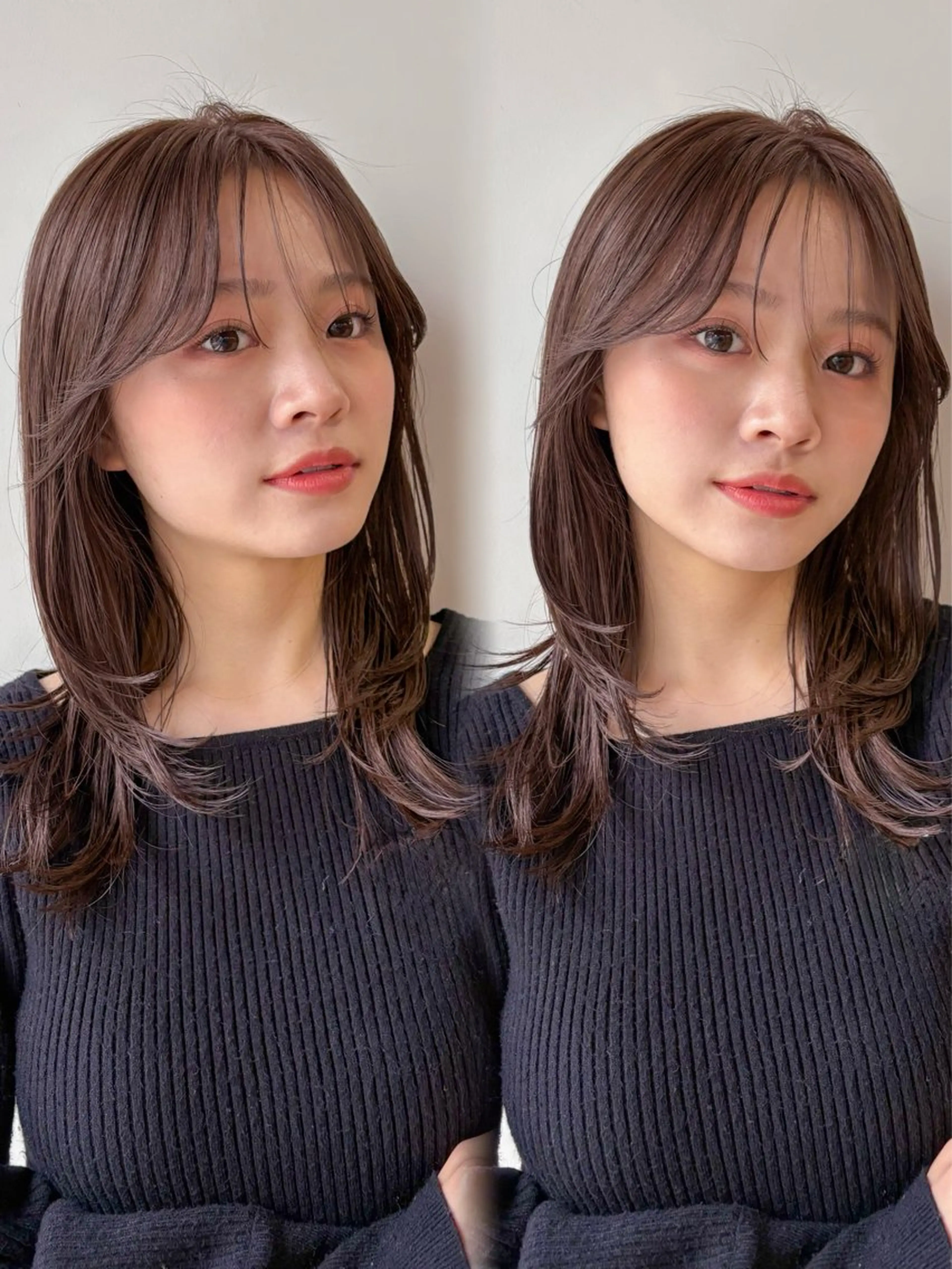 ミディアム カット ヘアカラー 似合わせ/ベージュ /レイヤー/りほ🤍のヘアスタイル