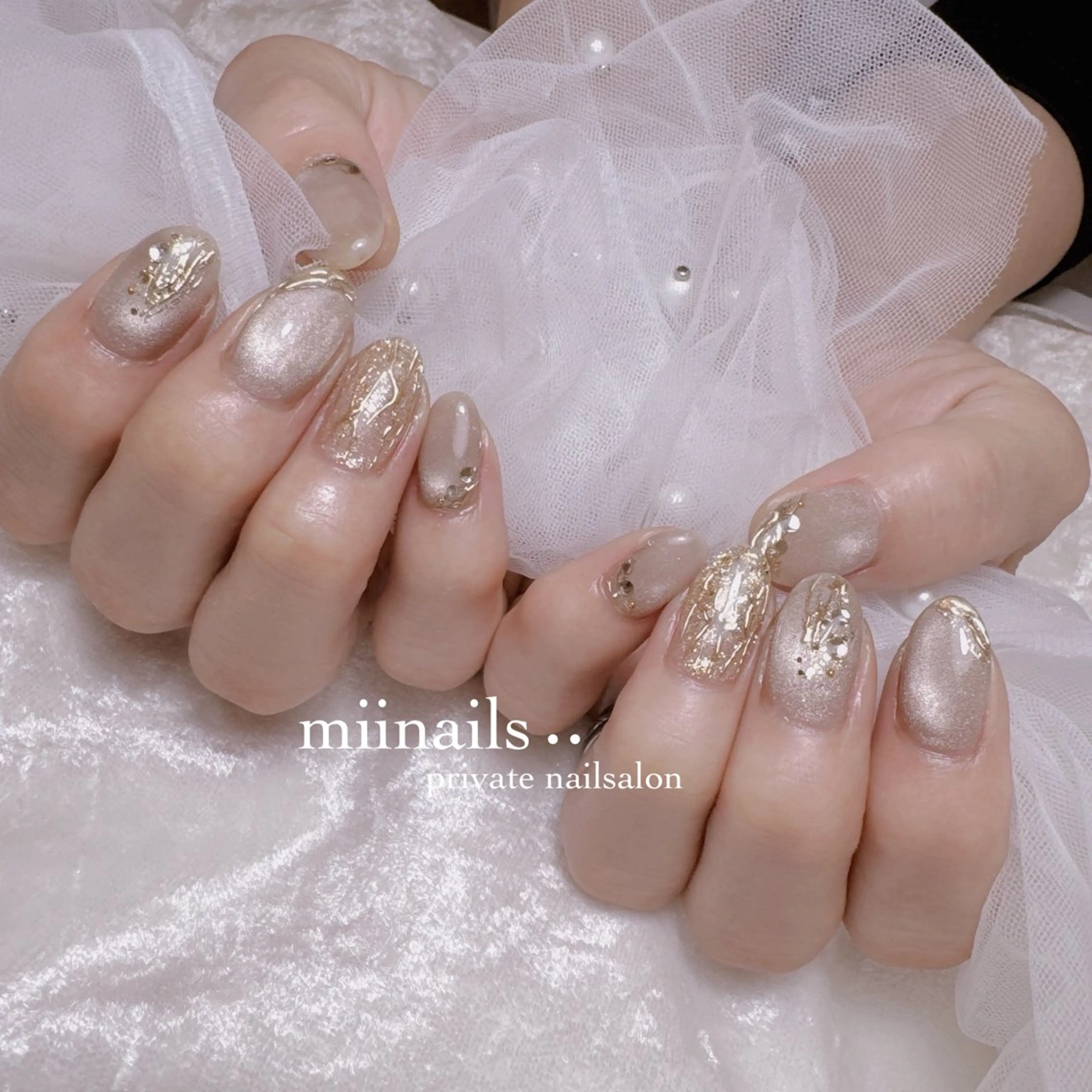 ネイル 韓国ネイル マグネットネイル ワンホンネイル ハンドネイル nailsalon miinailsのネイルデザイン