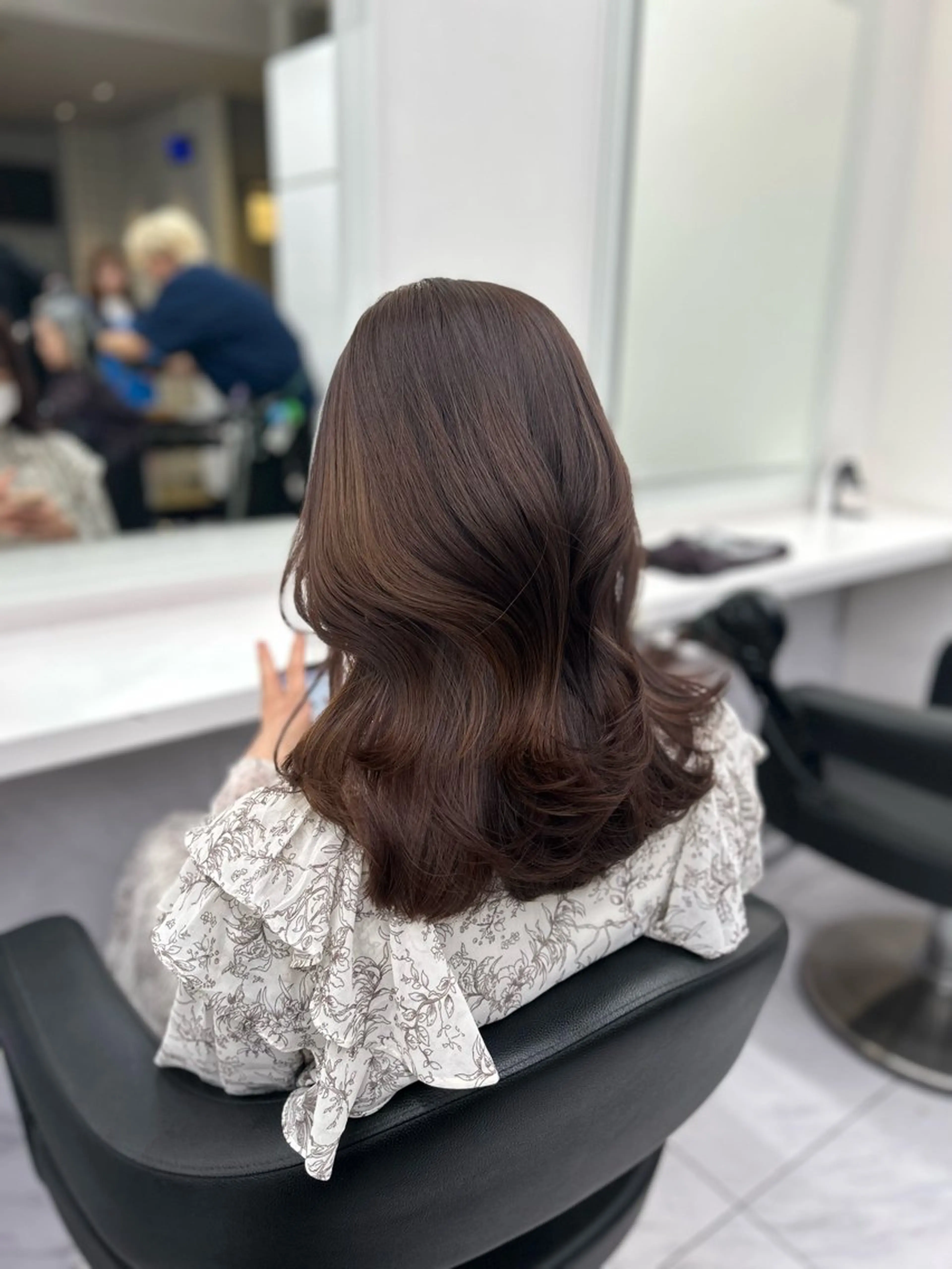 ロング カラー パーマ ヘアアレンジ メンズ キッズ ブリーチなしカラー/ ブラウン/レイヤーのヘアスタイル