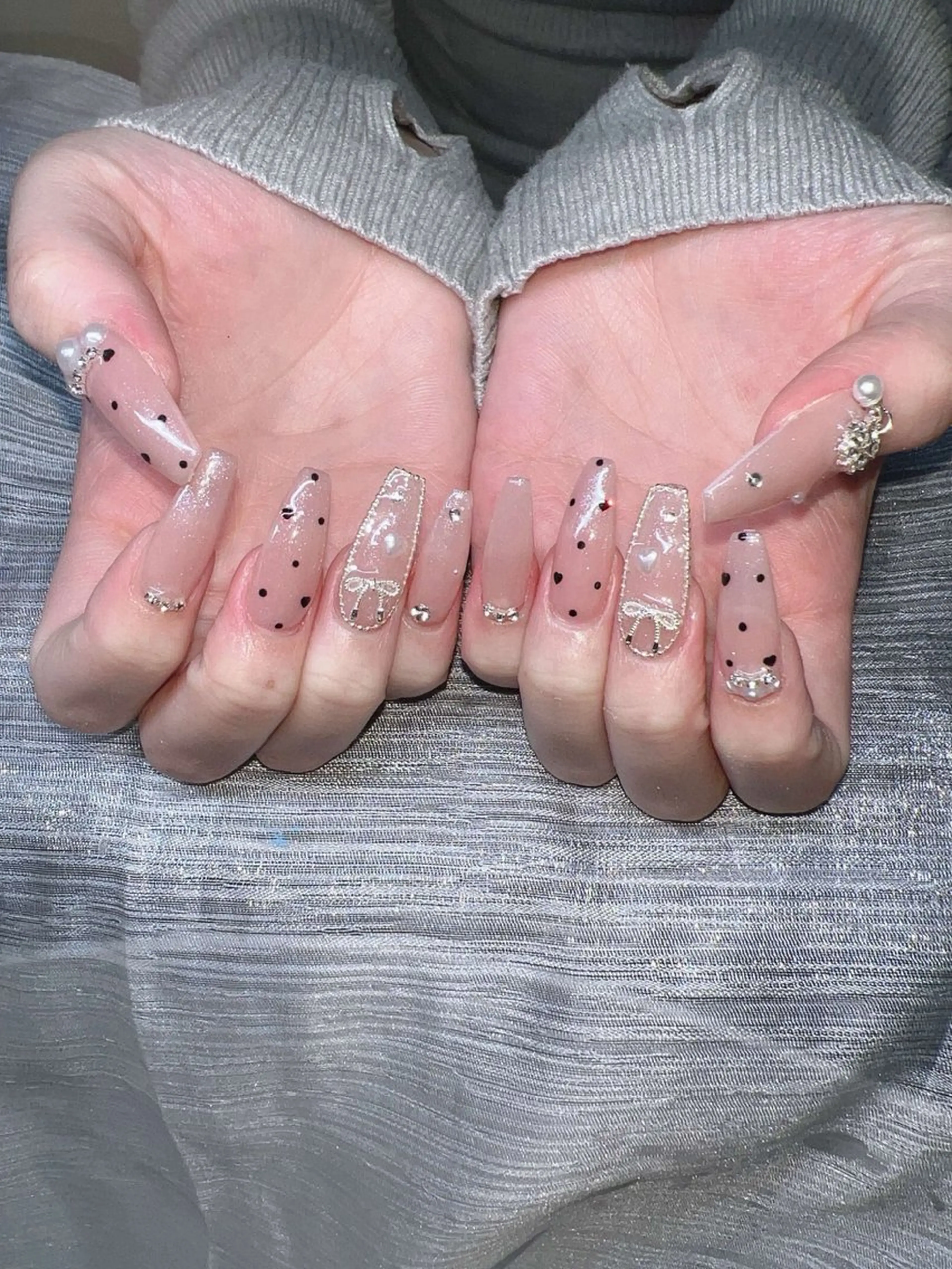 ネイル オーロラネイル チークネイル 長さ出し フットネイル フレンチネイル Lee Nails チップ長さだし専門店のネイルデザイン