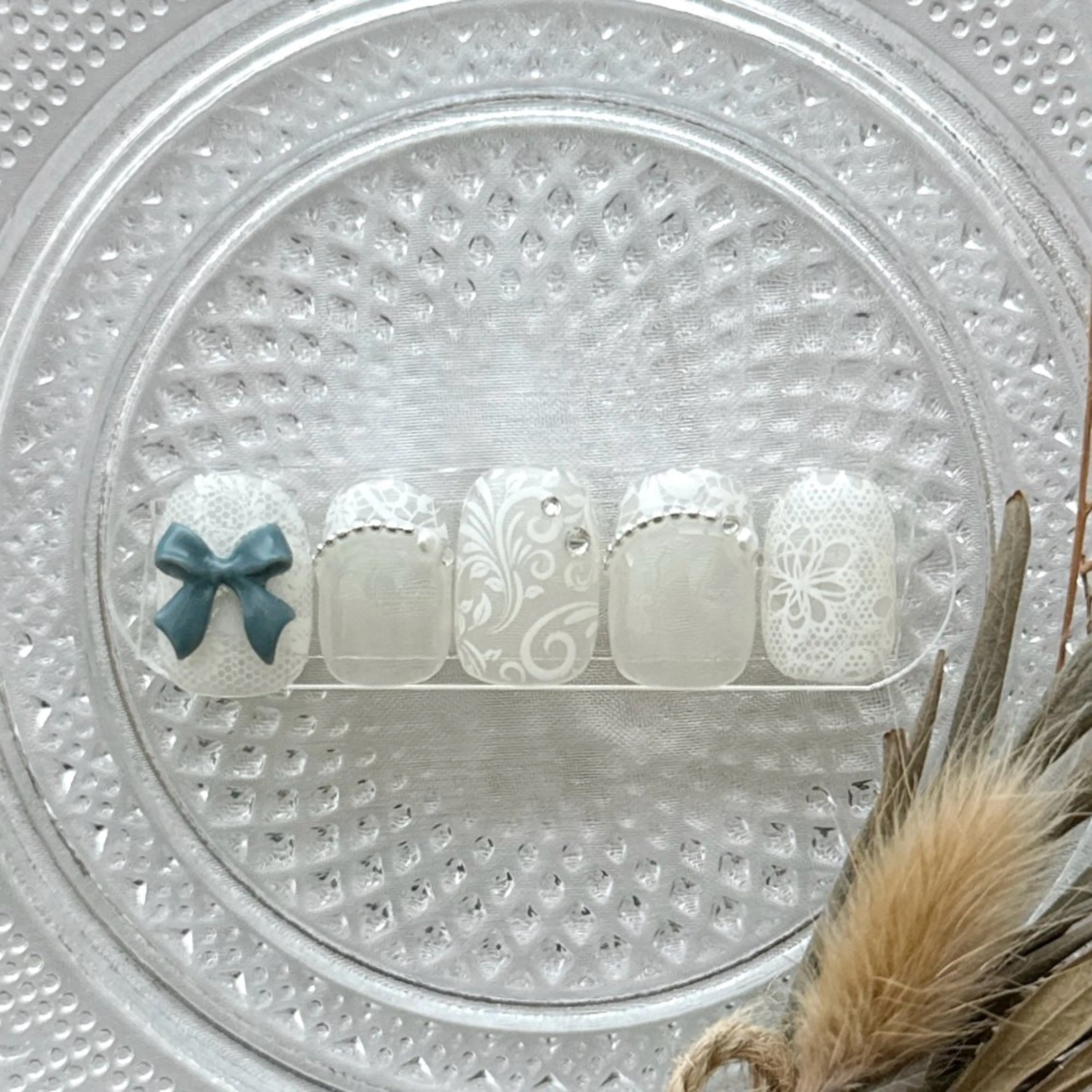 ネイル レース リボン ハンドネイル peaberry nailのネイルデザイン