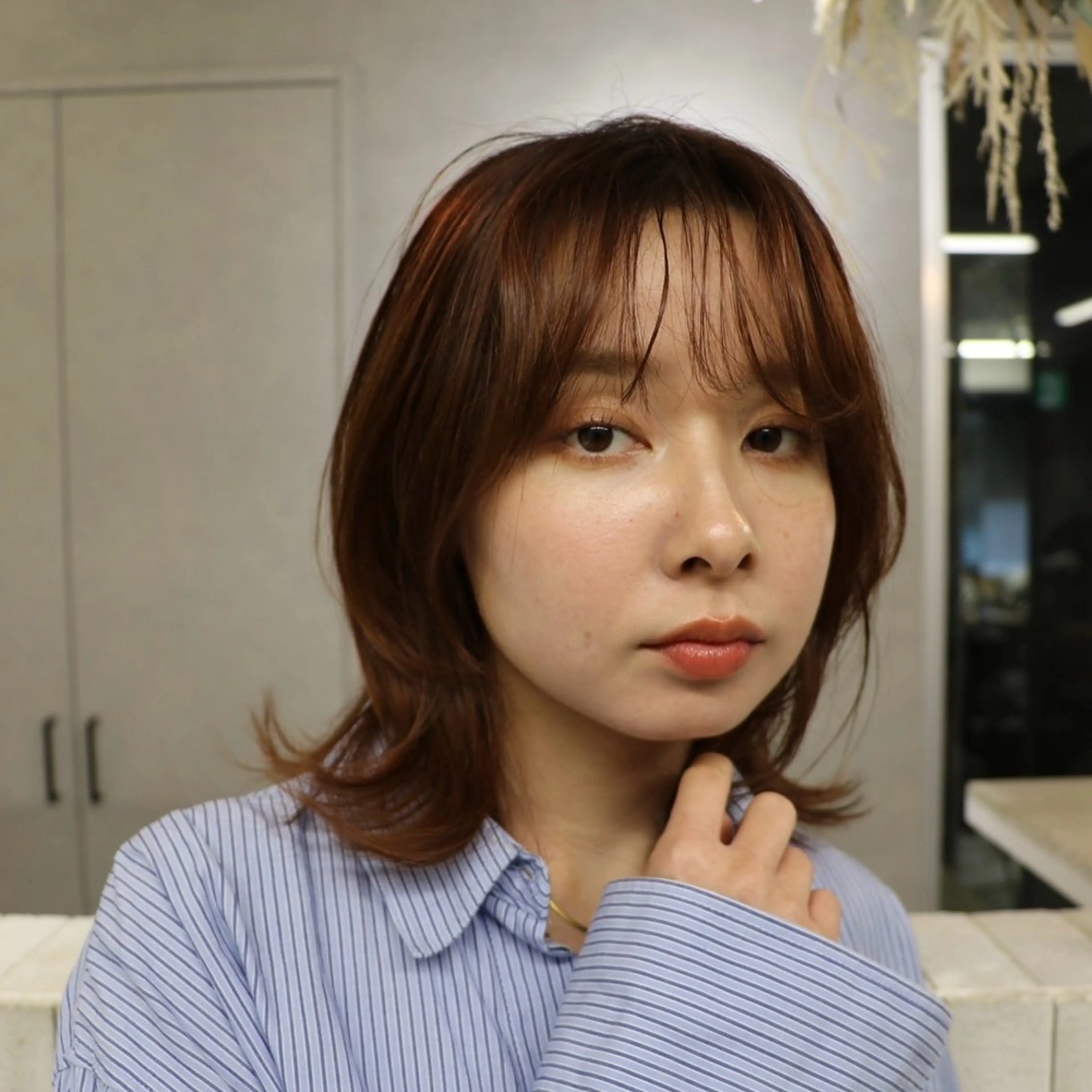 ミディアム カット ヘアカラー トリートメント 阿倍野/髪質改善 /縮毛矯正/坪田幸広のヘアスタイル