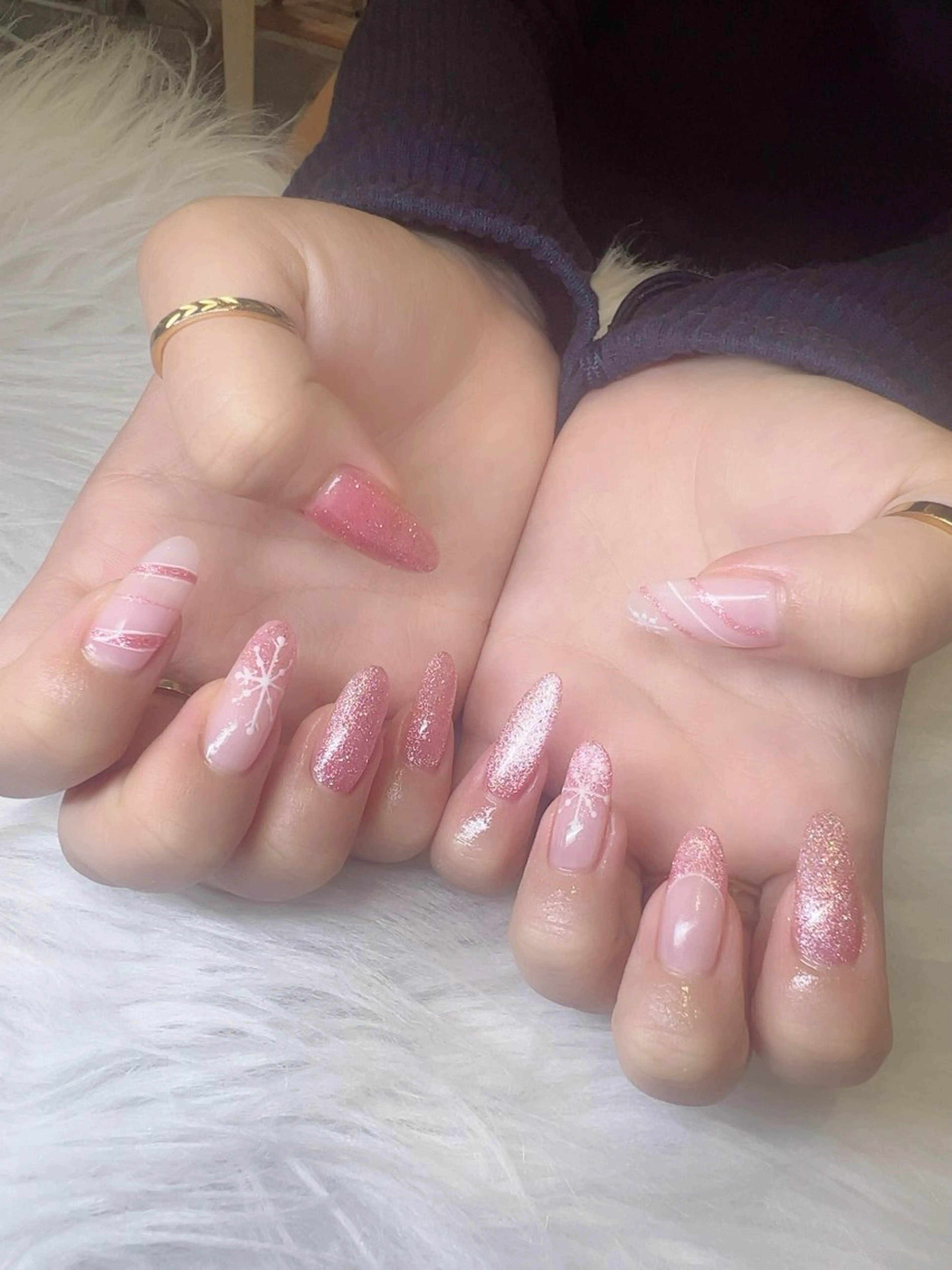 ネイル ジェルネイル 持ち込み パラジェル 冬ネイル ハンドネイル 若狭 早希のネイルデザイン