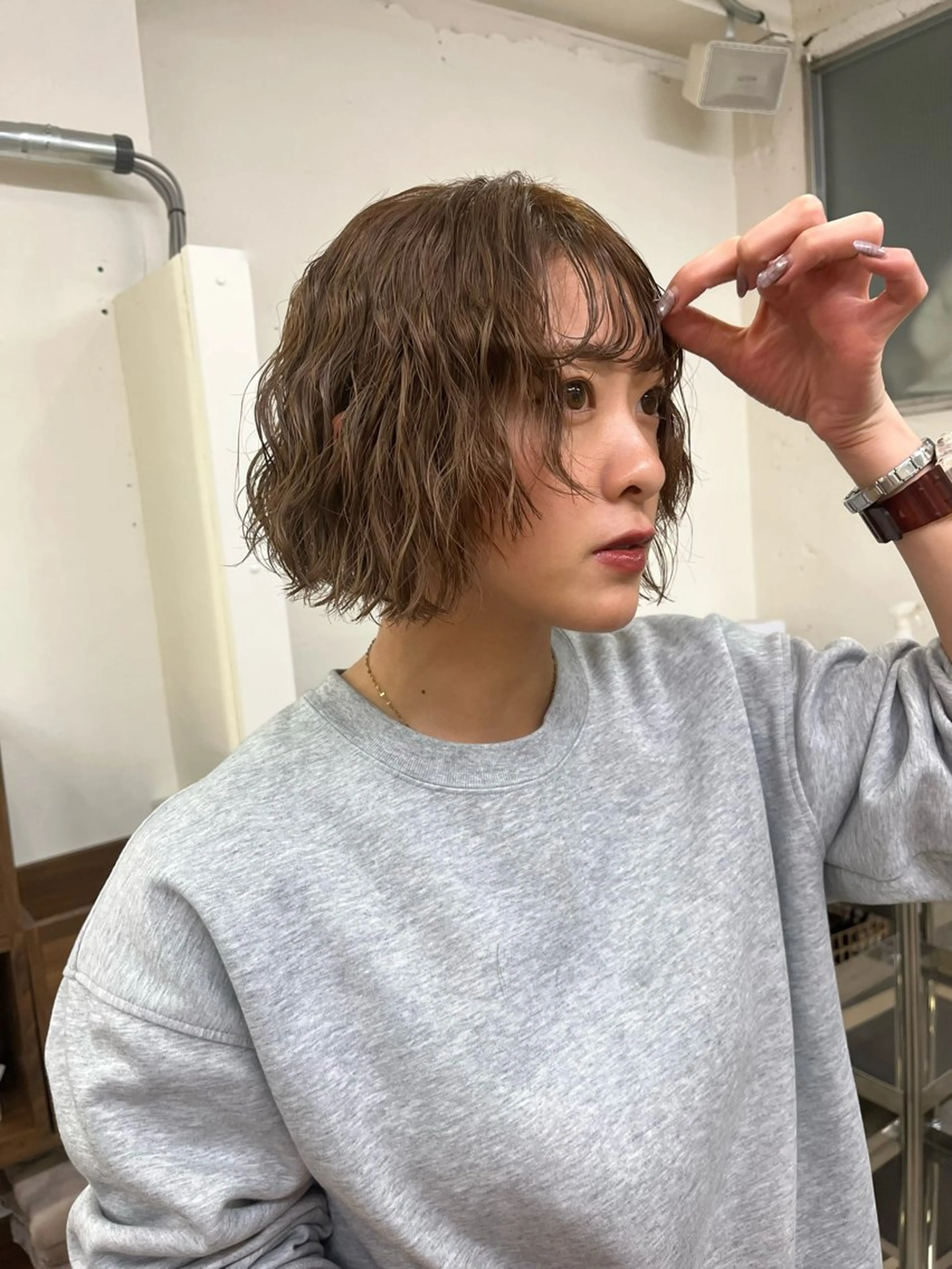 ショート ボブ 顔周りカット 加藤好/カットモデル /暖色カラー🍒🧡のヘアスタイル