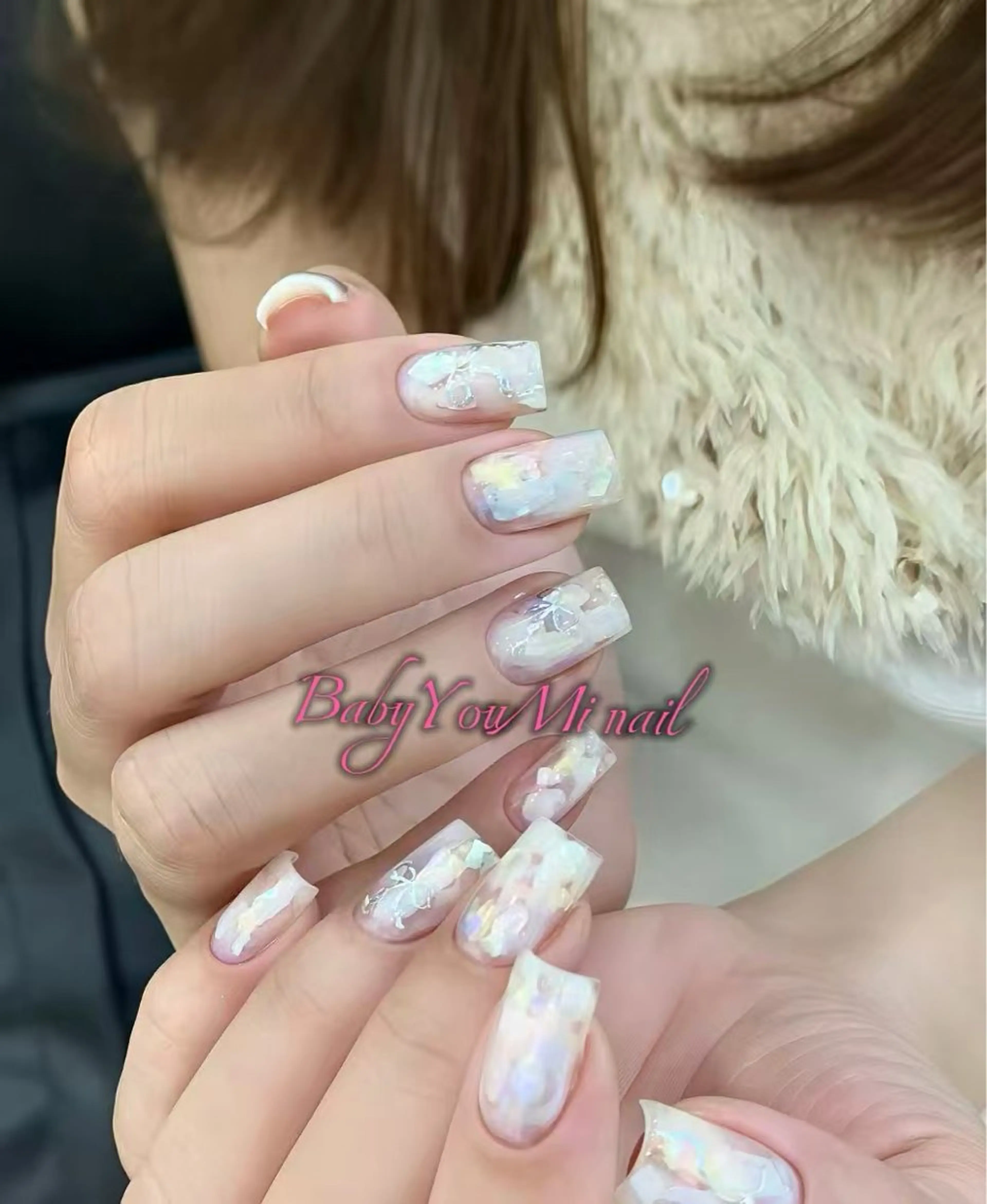 ネイル オーロラネイル フラワーネイル フットネイル フレンチネイル ジェルネイル ハンドネイル BabyYouMi nailのネイルデザイン