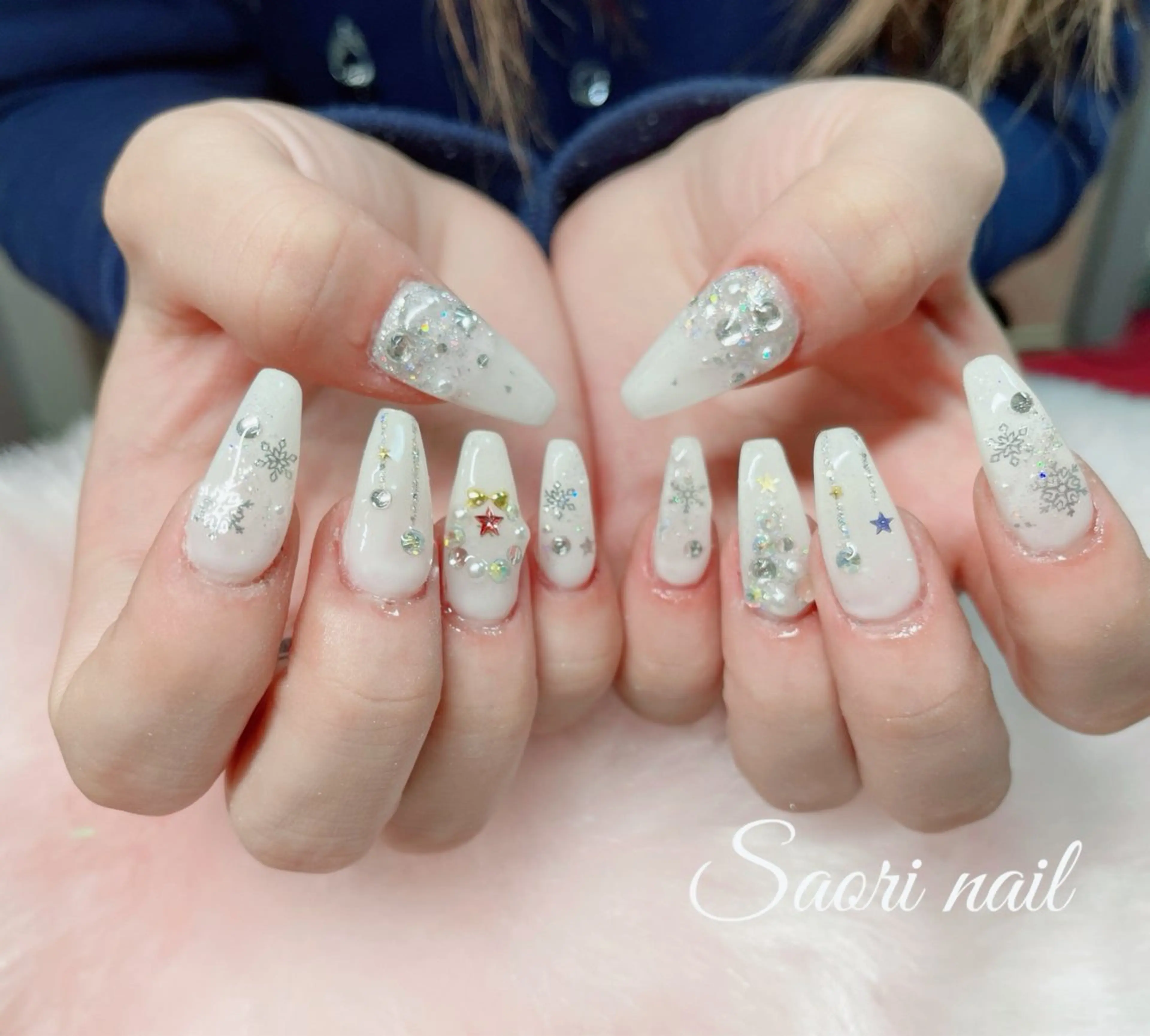 ネイル チークネイル フレンチネイル ジェルネイル ハート 韓国ネイル 長さだし特化サロン SAORINAILのネイルデザイン